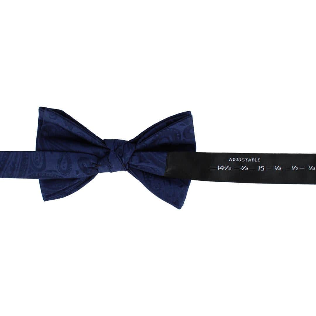 Banbury Tone on Tone Paisley Silk Bow Tie - Navy Blue