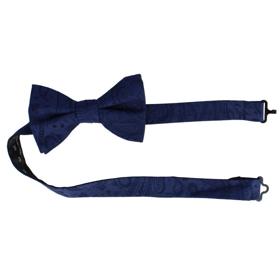 Banbury Tone on Tone Paisley Silk Bow Tie - Navy Blue