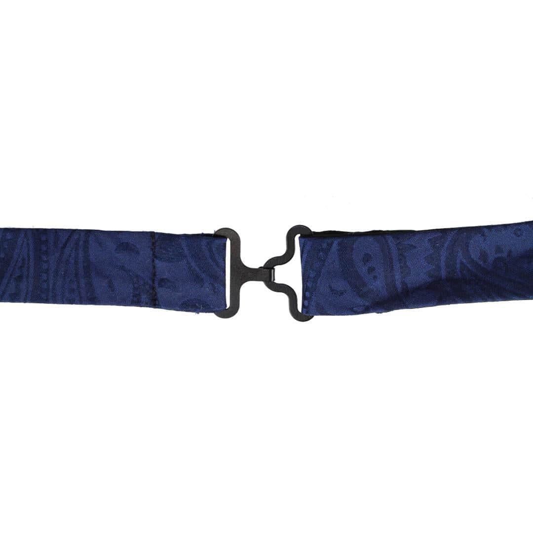 Banbury Tone on Tone Paisley Silk Bow Tie - Navy Blue