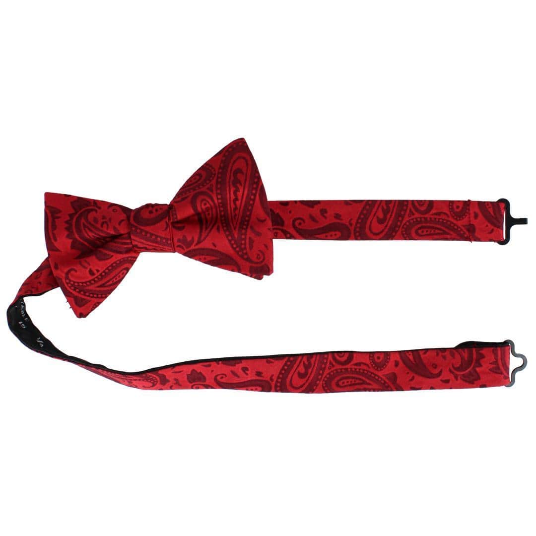 Banbury Tone on Tone Paisley Silk Bow Tie - Red