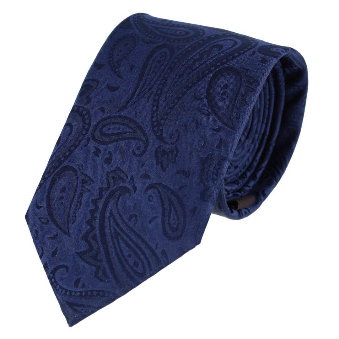 Banbury Tone on Tone Paisley Silk Necktie - Navy Blue
