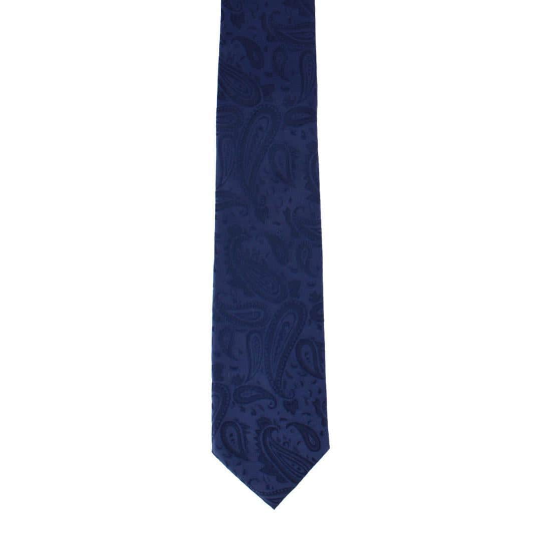 Banbury Tone on Tone Paisley Silk Necktie - Navy Blue