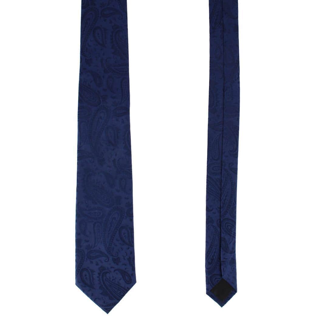 Banbury Tone on Tone Paisley Silk Necktie - Navy Blue
