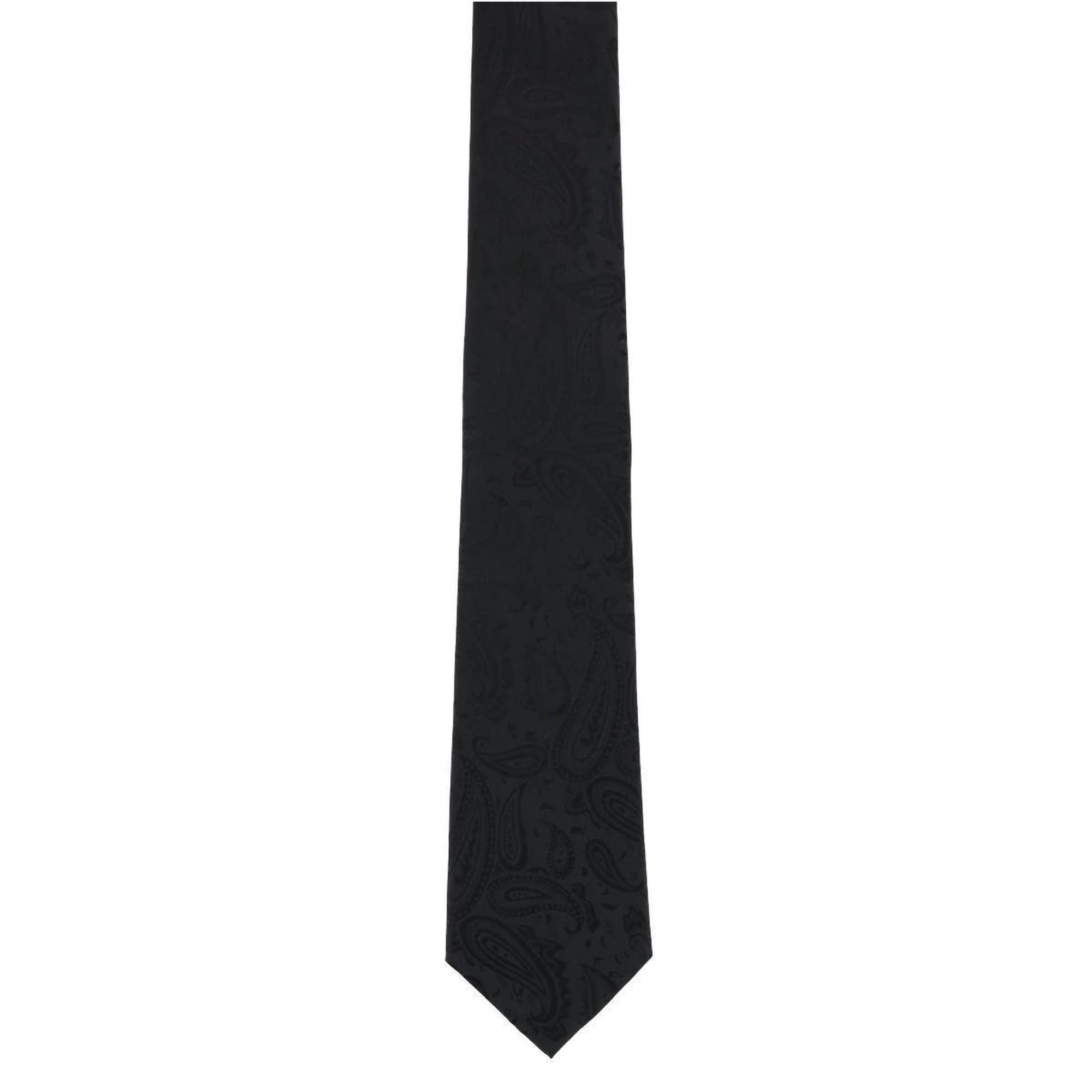 Banbury Tone on Tone Paisley Silk Necktie & Pocket Square Set - Black
