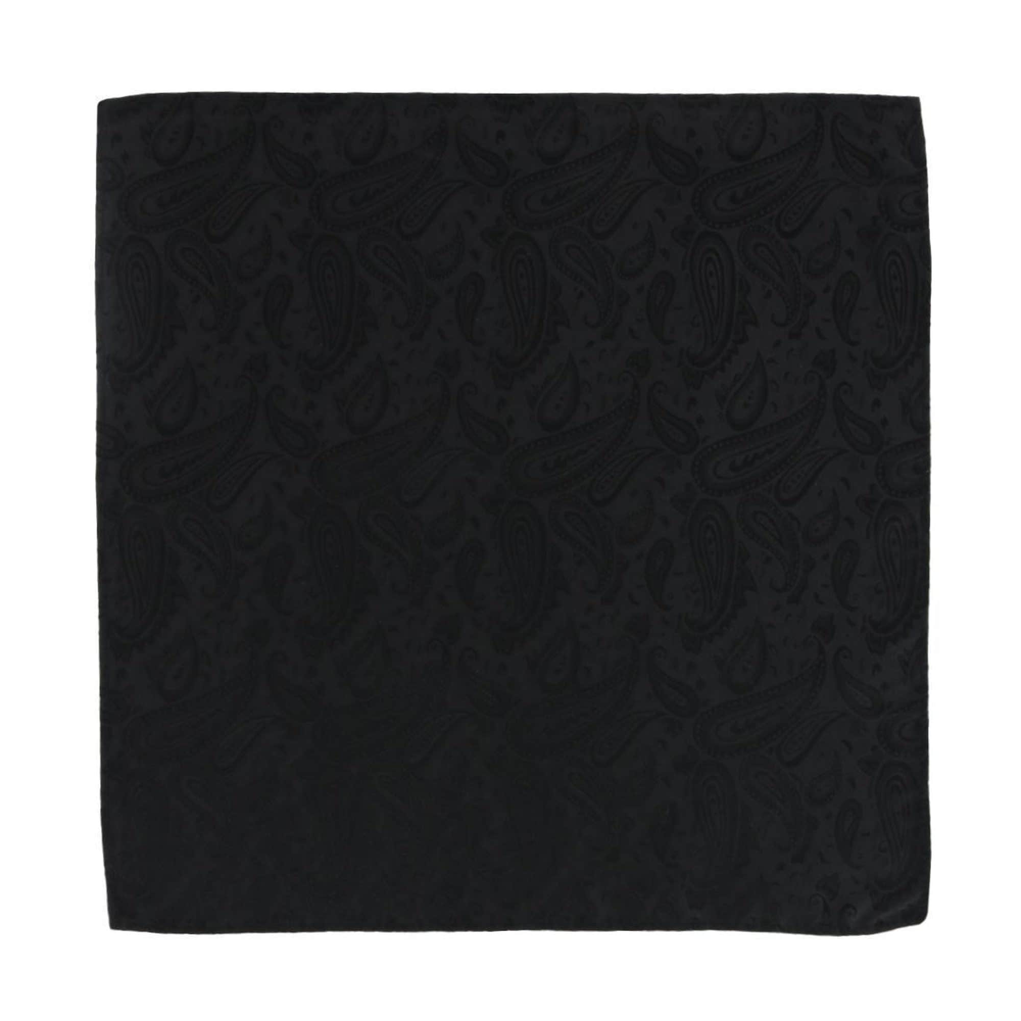 Banbury Tone on Tone Paisley Silk Necktie & Pocket Square Set - Black