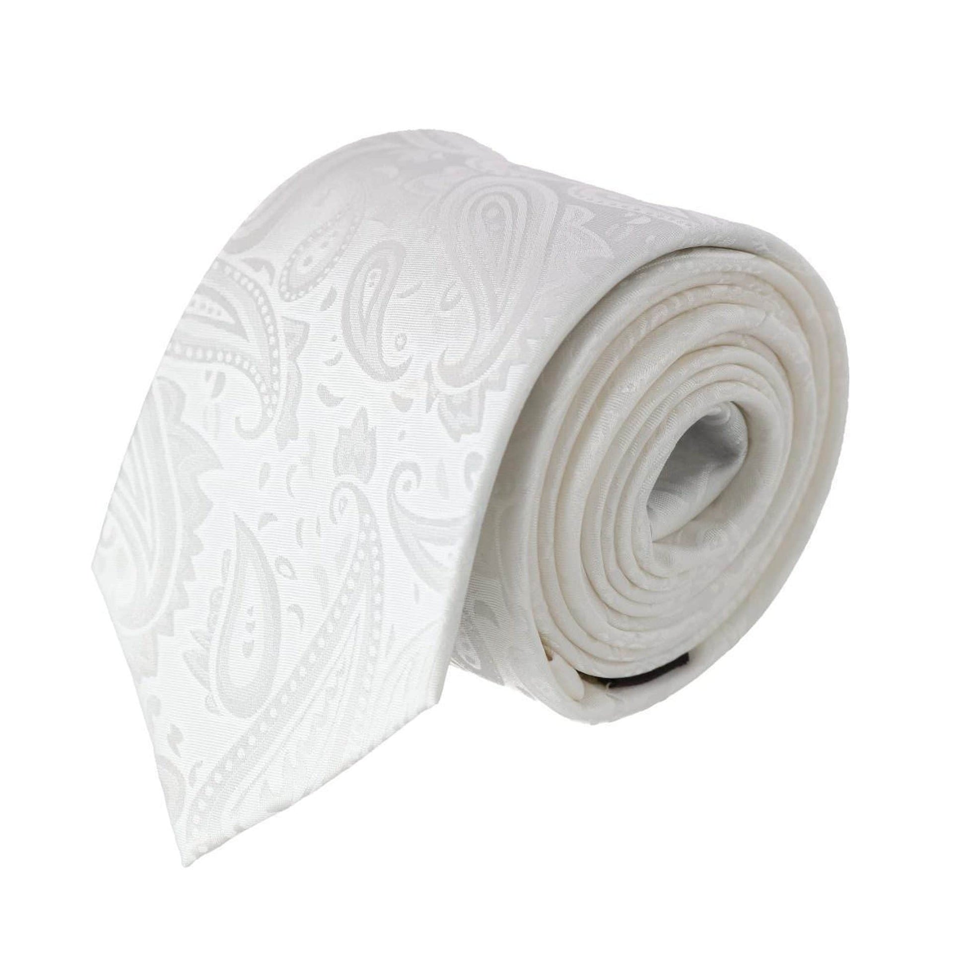 Banbury Tone on Tone Paisley Silk Necktie & Pocket Square Set - White