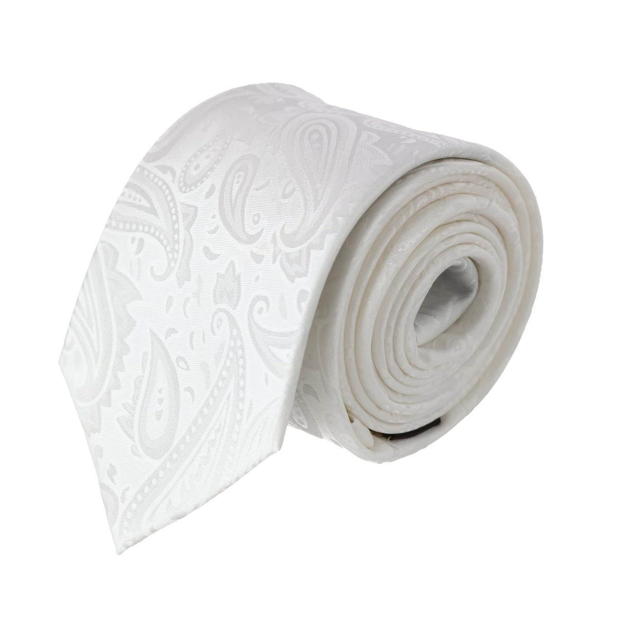 Banbury Tone on Tone Paisley Silk Necktie & Pocket Square Set - White