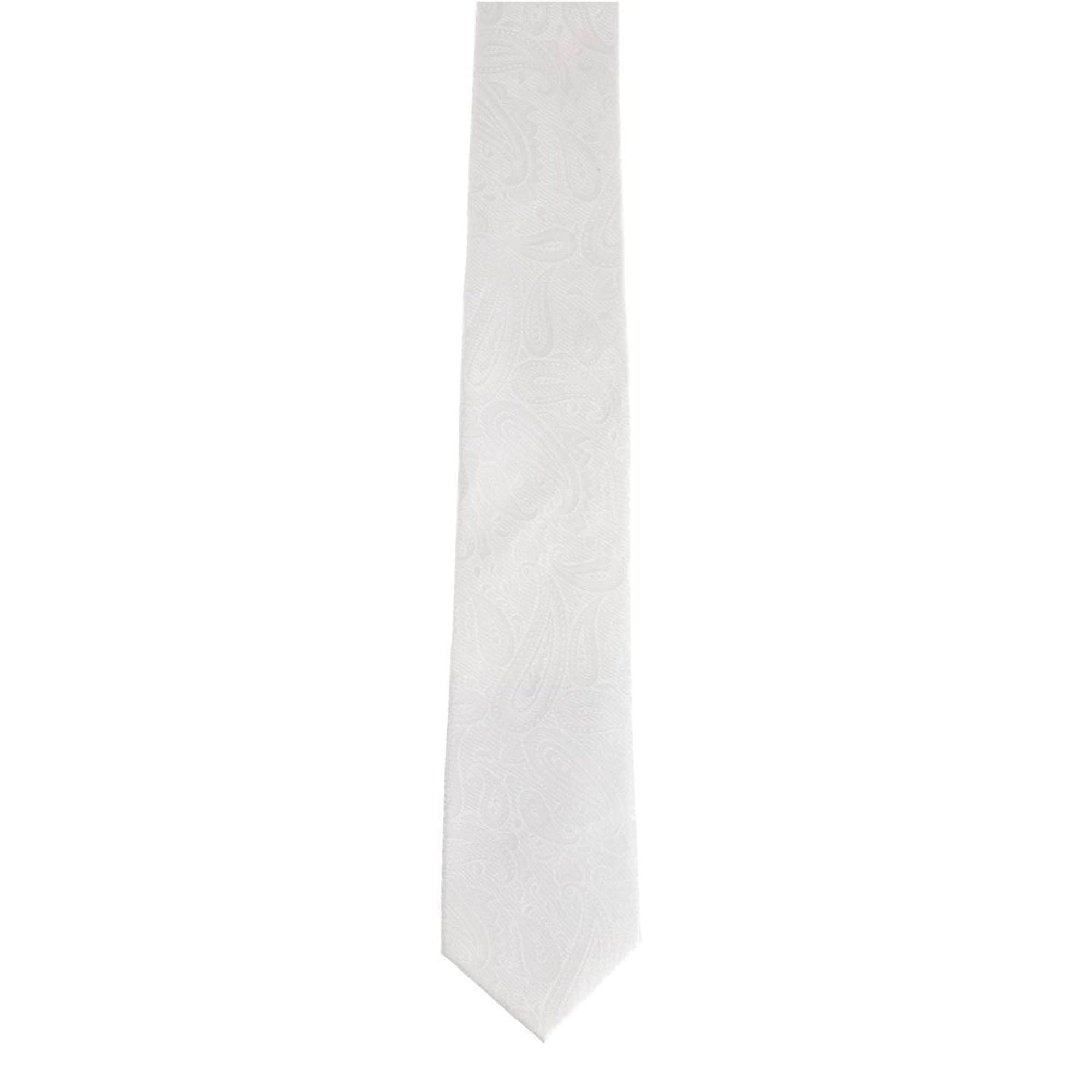 Banbury Tone on Tone Paisley Silk Necktie & Pocket Square Set - White