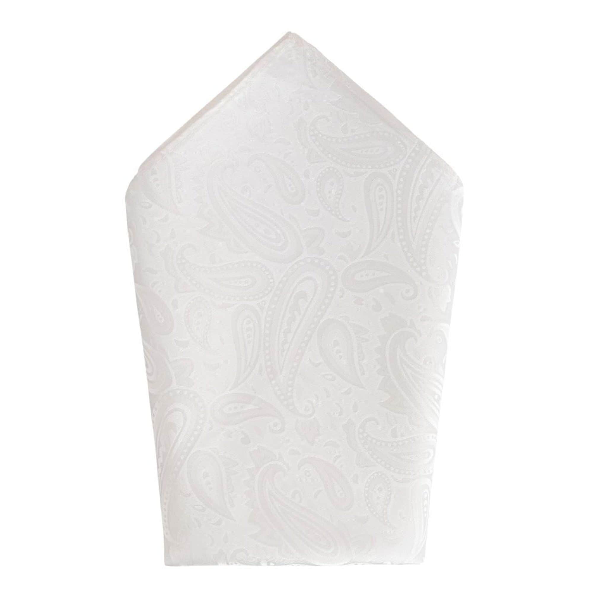 Banbury Tone on Tone Paisley Silk Necktie & Pocket Square Set - White