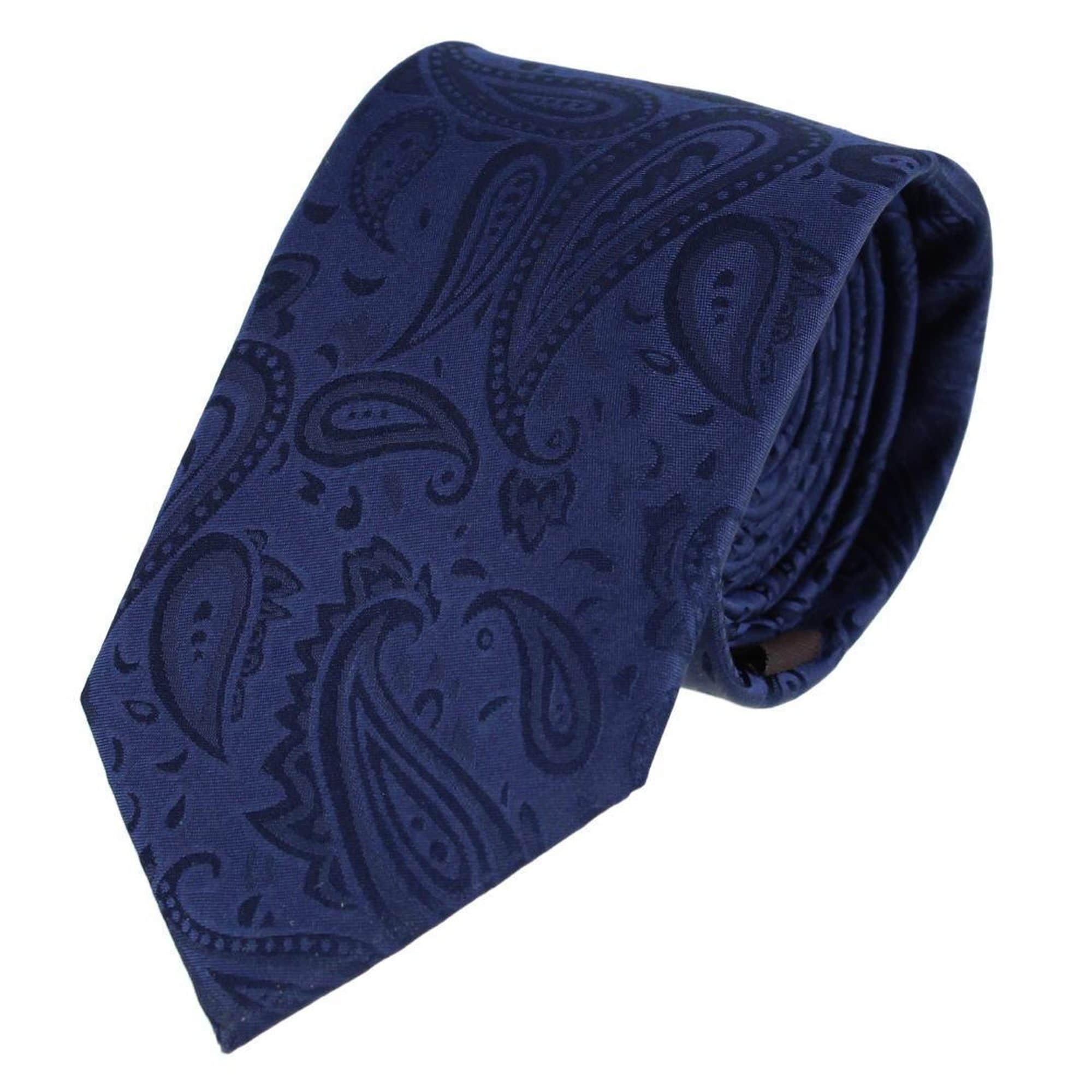 Banbury Tone on Tone Paisley Silk Necktie & Pocket Square Set - Navy