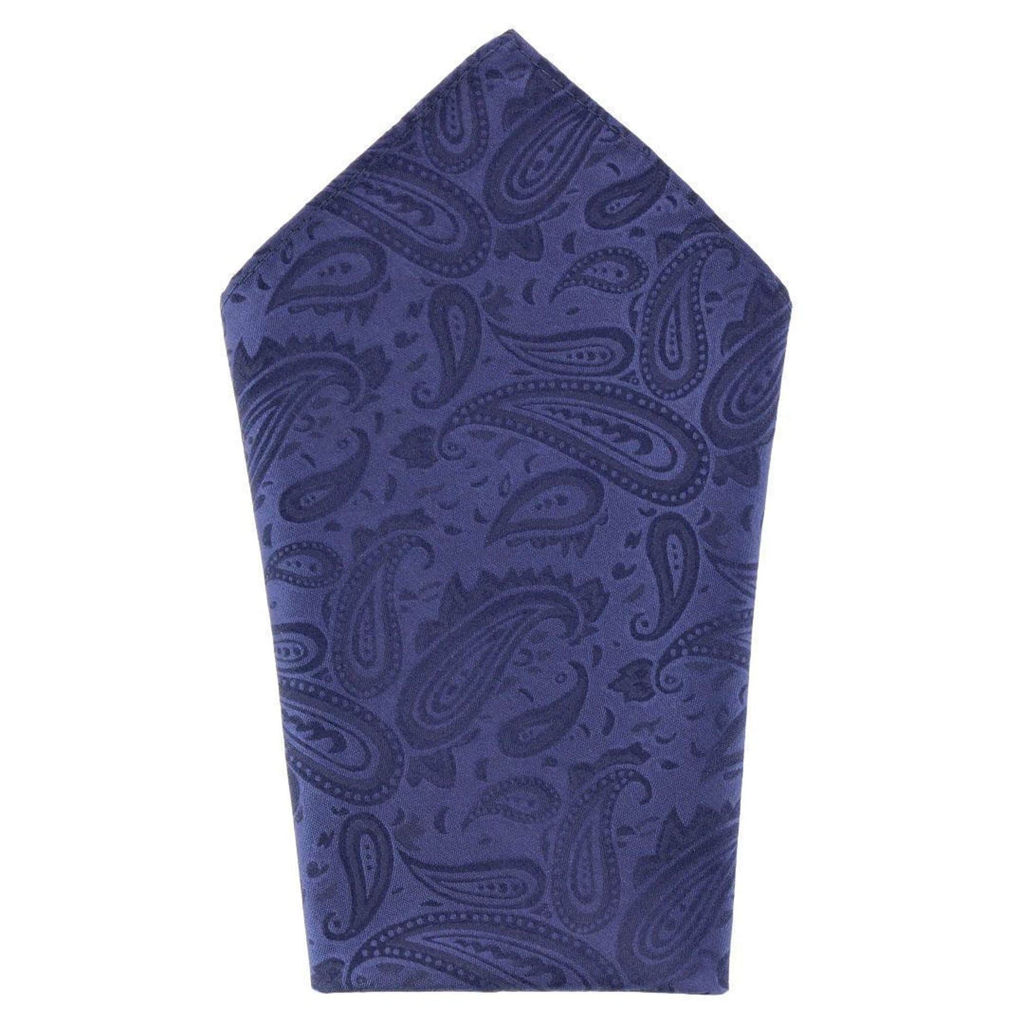 Banbury Tone on Tone Paisley Silk Necktie & Pocket Square Set - Navy