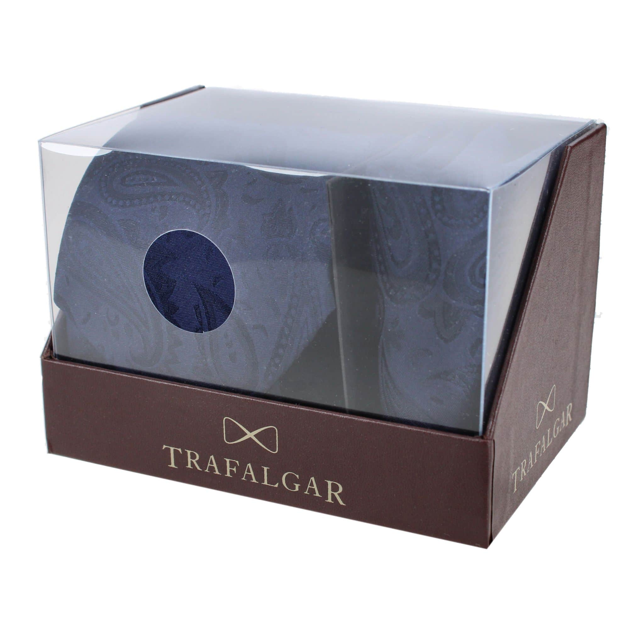 Banbury Tone on Tone Paisley Silk Necktie & Pocket Square Set - Navy