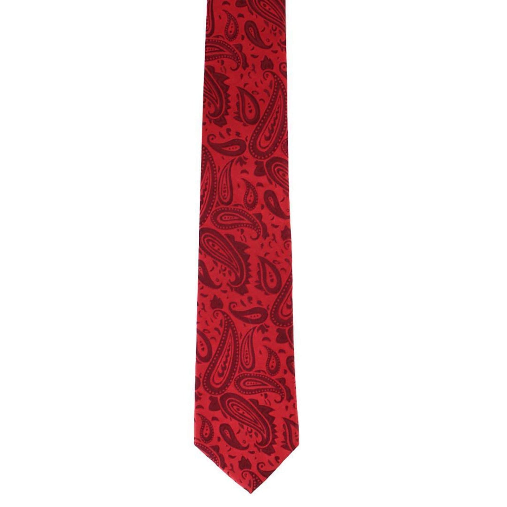 Banbury Tone on Tone Paisley Silk Necktie & Pocket Square Set - Red