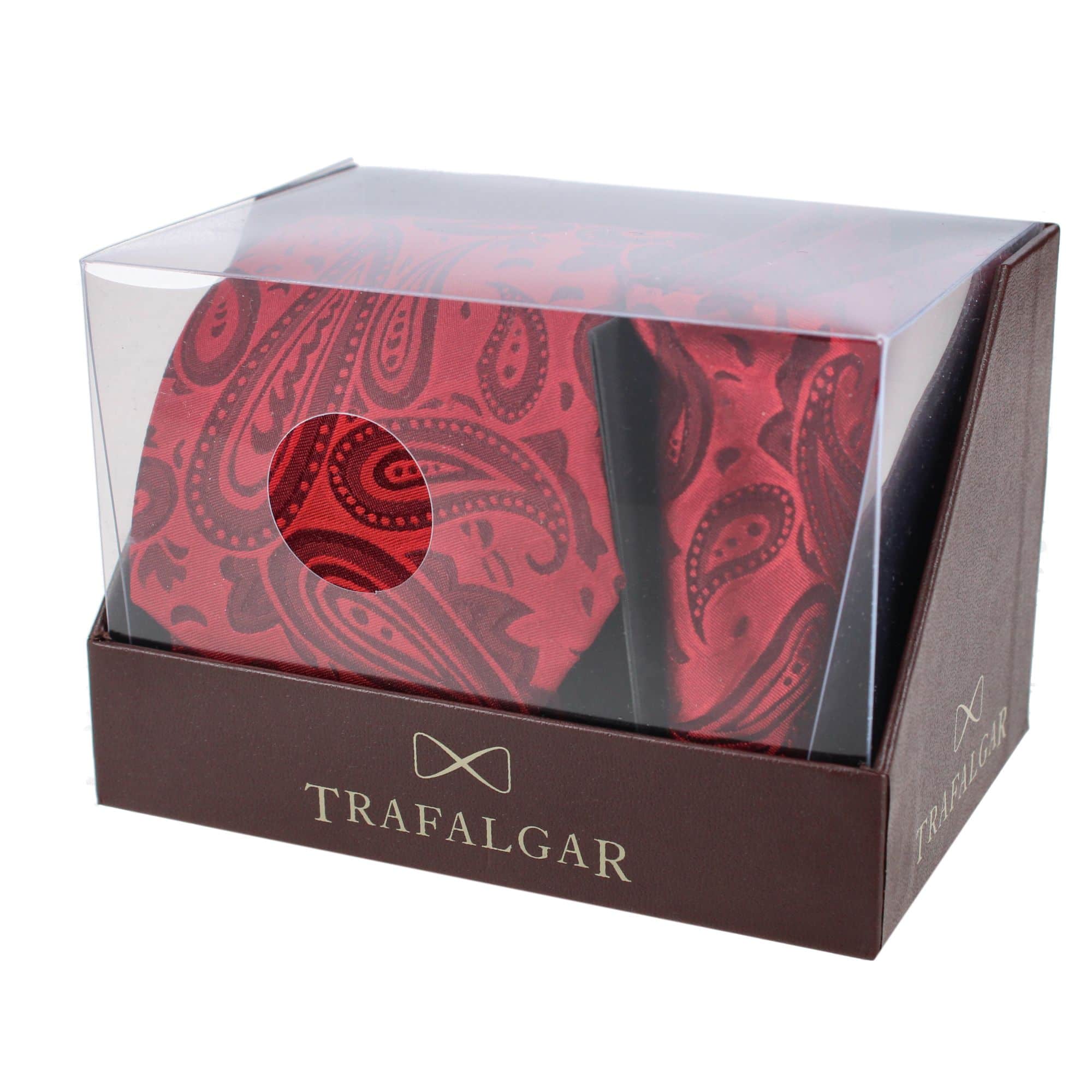 Banbury Tone on Tone Paisley Silk Necktie & Pocket Square Set - Red