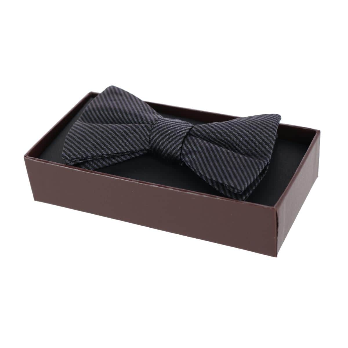 Leyton Diagonal Lined Tone on Tone Silk Bow Tie - Graphite
