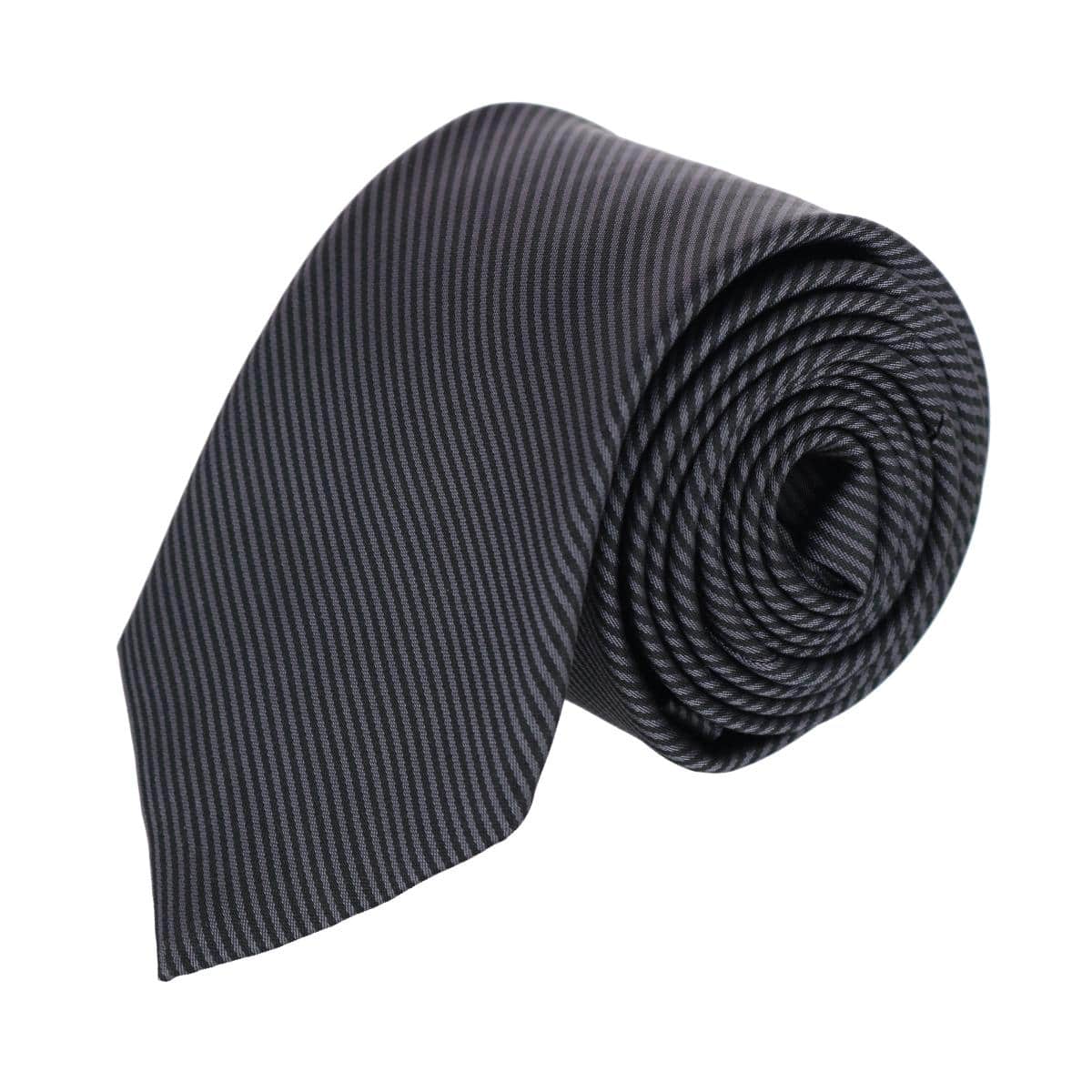 Leyton Diagonal Lined Tone on Tone Silk Necktie - Graphite