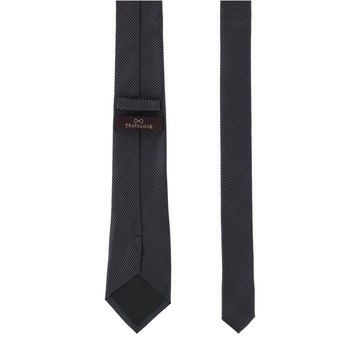 Leyton Diagonal Lined Tone on Tone Silk Necktie - Graphite
