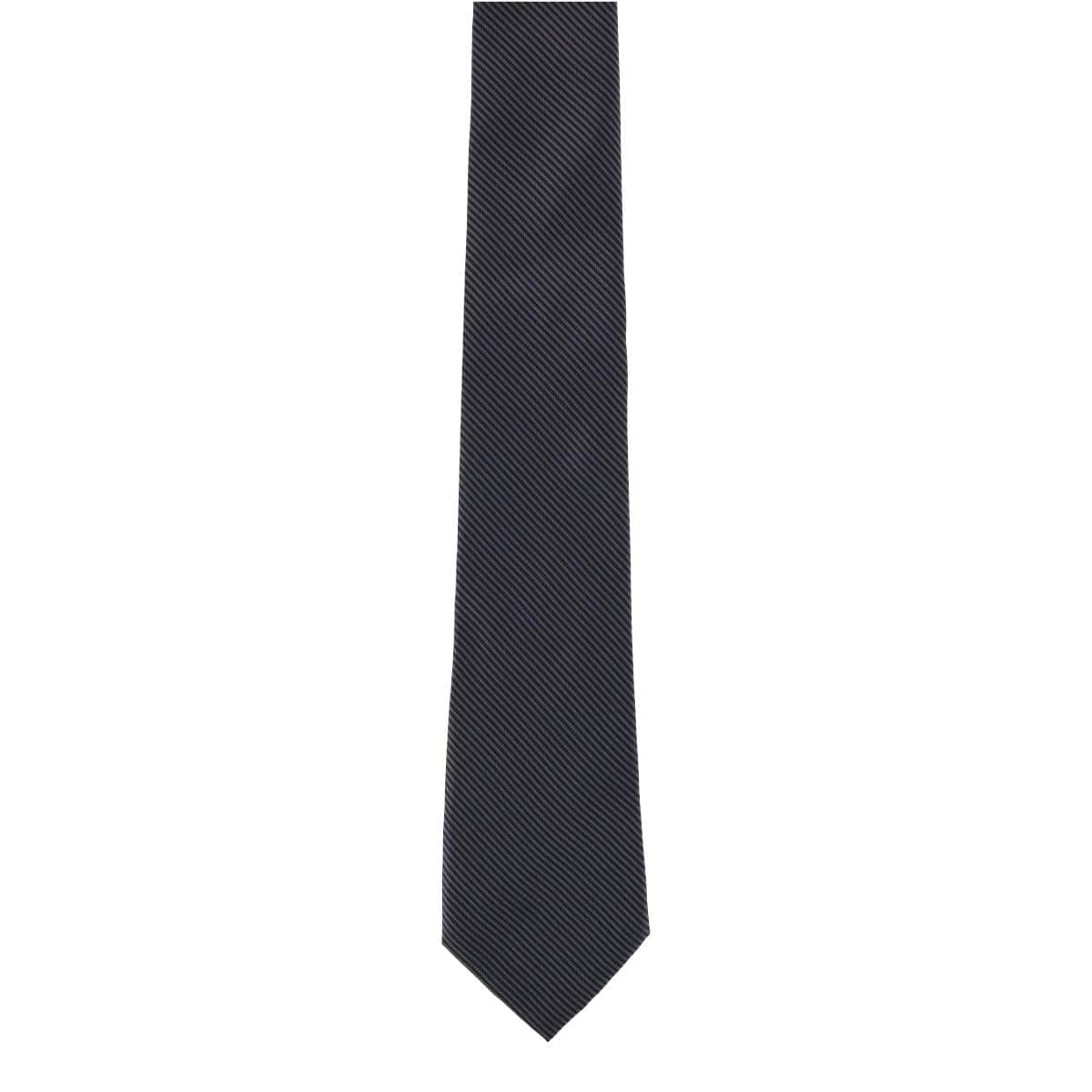 Leyton Diagonal Lined Tone on Tone Silk Necktie - Graphite