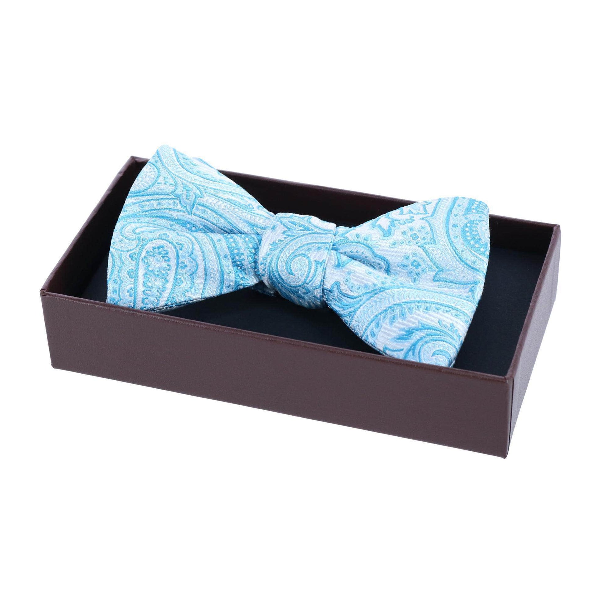 Sobee Paisley Silk Bow Tie - Light Blue