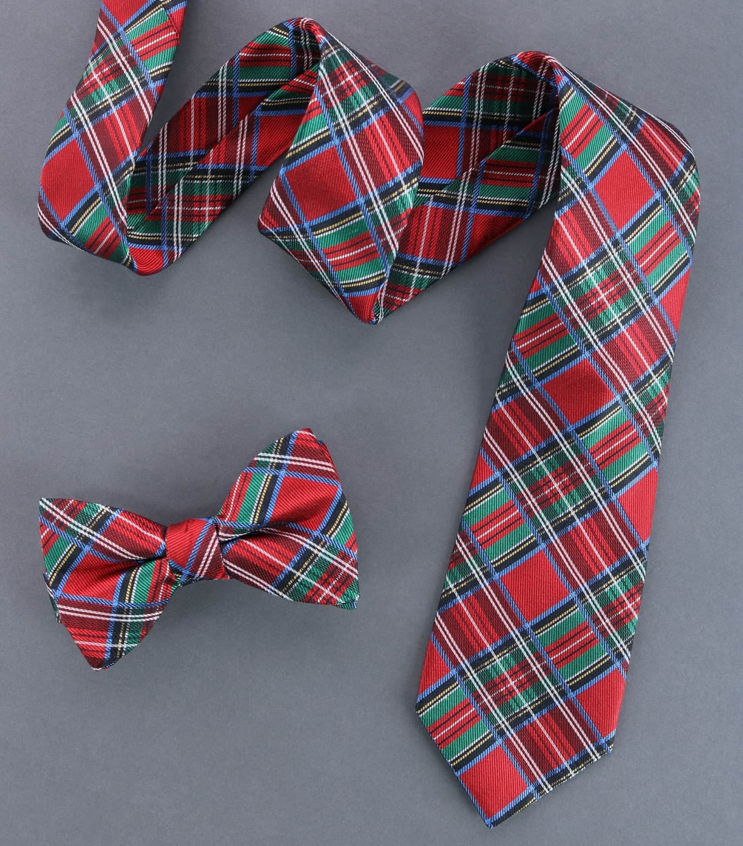 Nicholas Tartan Plaid Silk Necktie - Red Tartan Plaid
