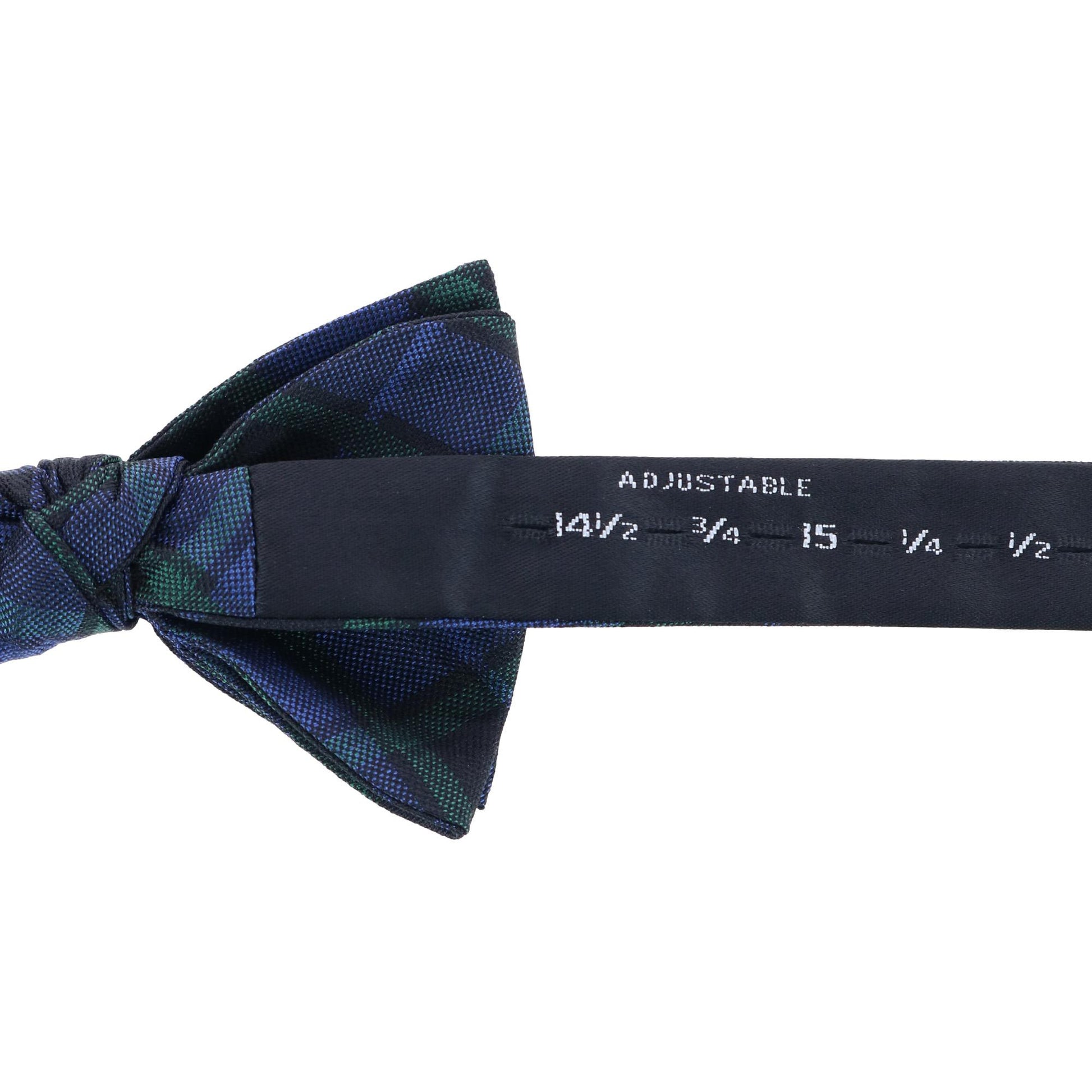 Ives Green and Navy Blackwatch Plaid Silk Bow Tie - Green