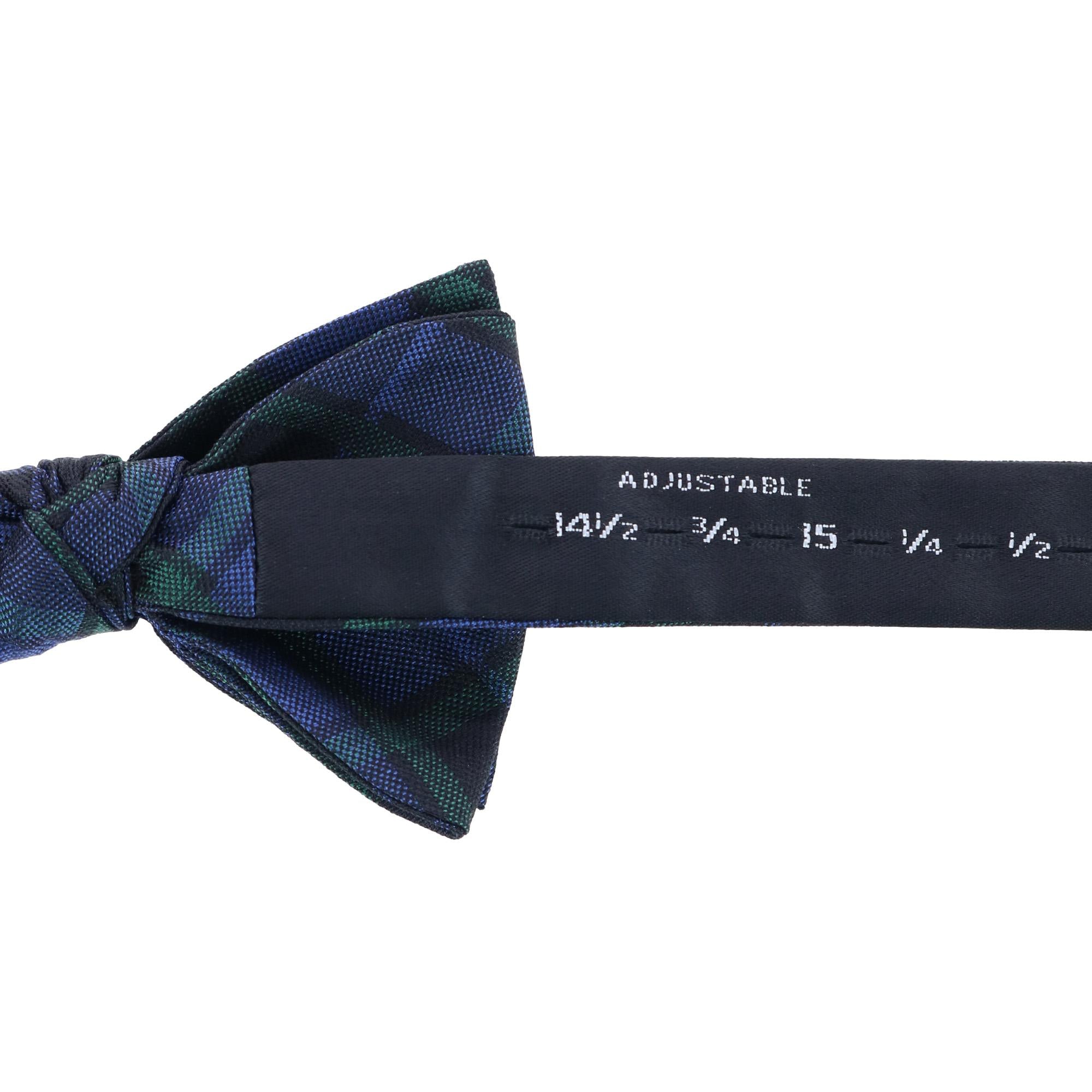Ives Green and Navy Blackwatch Plaid Silk Bow Tie - Green