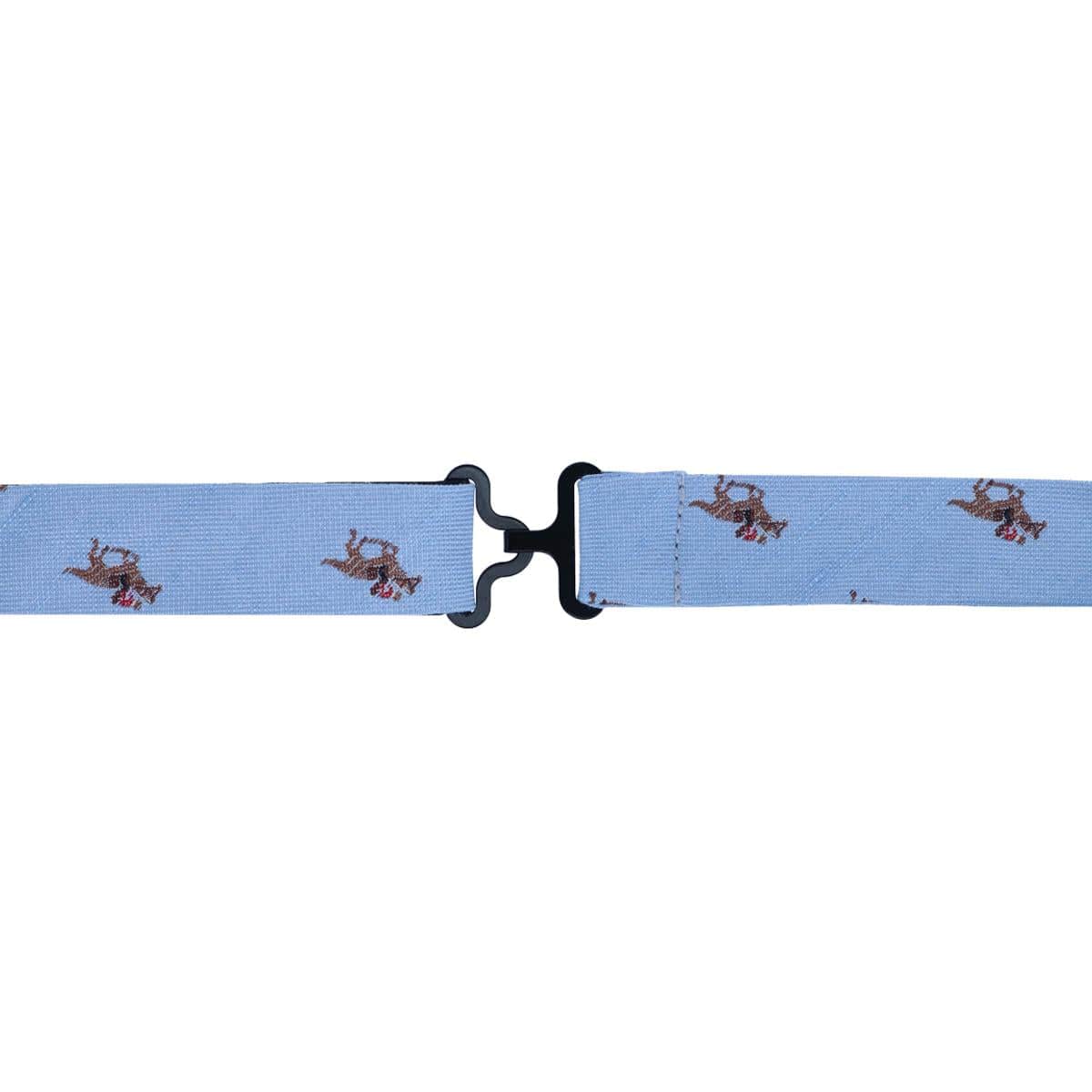 Down The Stretch Racehorse Linen Blend Bow Tie - Light Blue