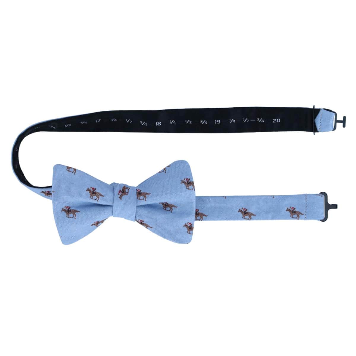 Down The Stretch Racehorse Linen Blend Bow Tie - Light Blue