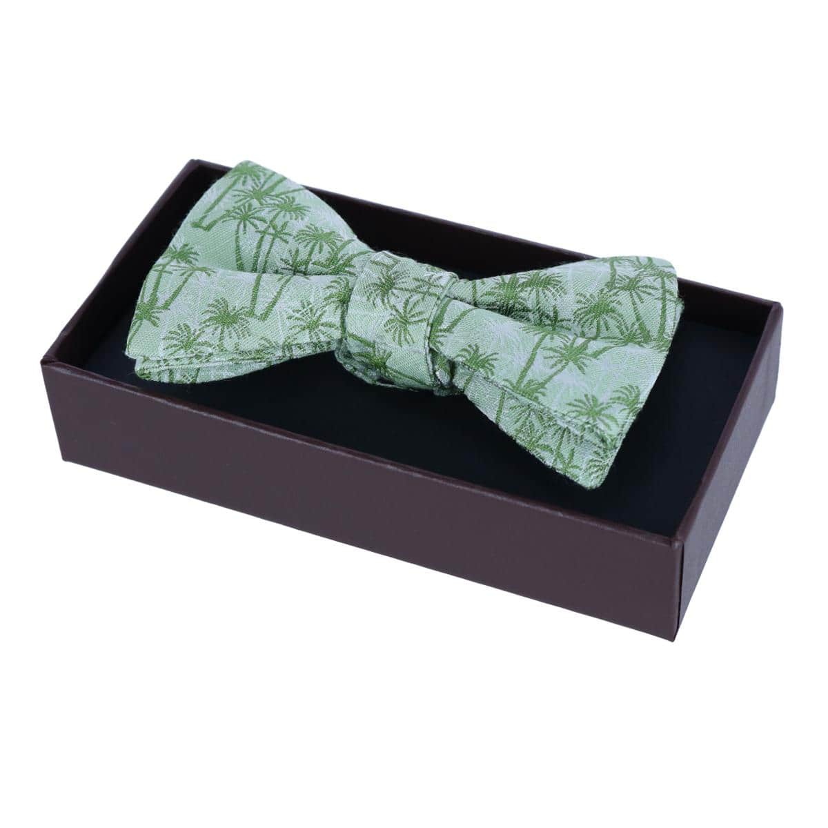 Nohea Palm Tree Linen Blend Novelty Bow Tie - Green