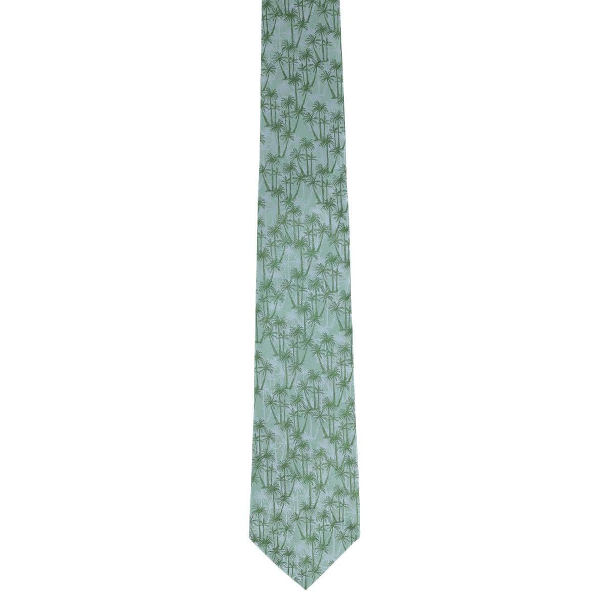 Nohea Palm Tree Linen Blend Novelty Necktie - Green