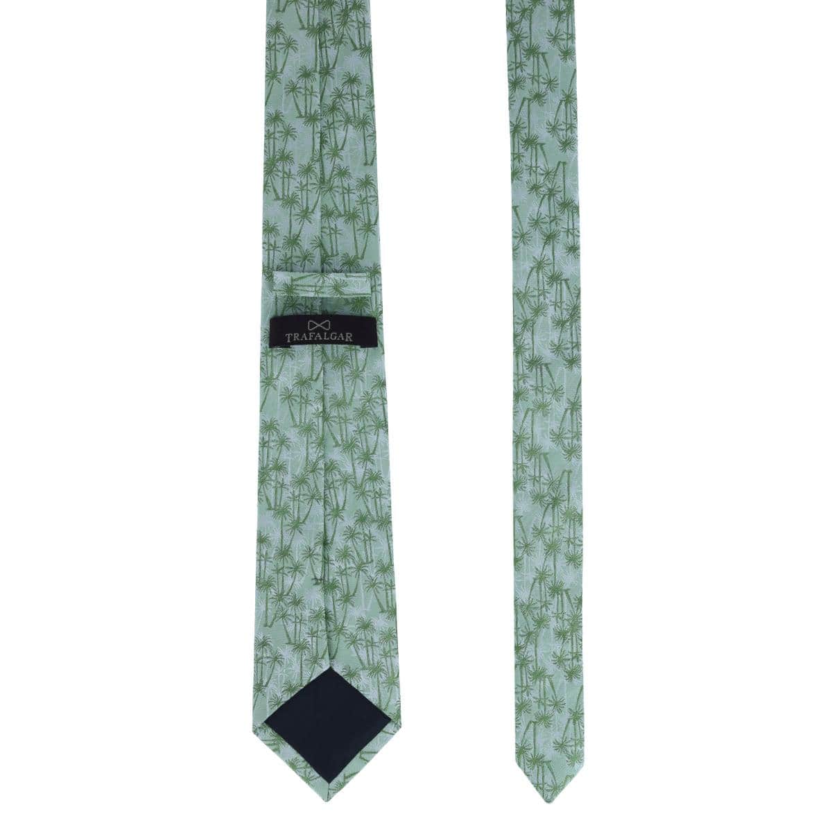 Nohea Palm Tree Linen Blend Novelty Necktie - Green