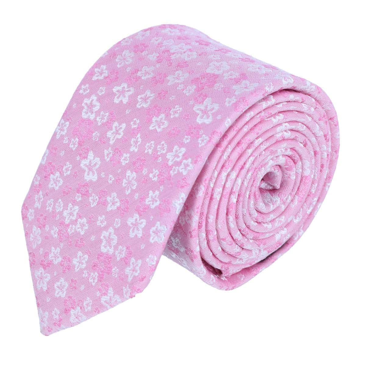 Hanami Cherry Blossom Burst Linen Blend Novelty Necktie - Pink