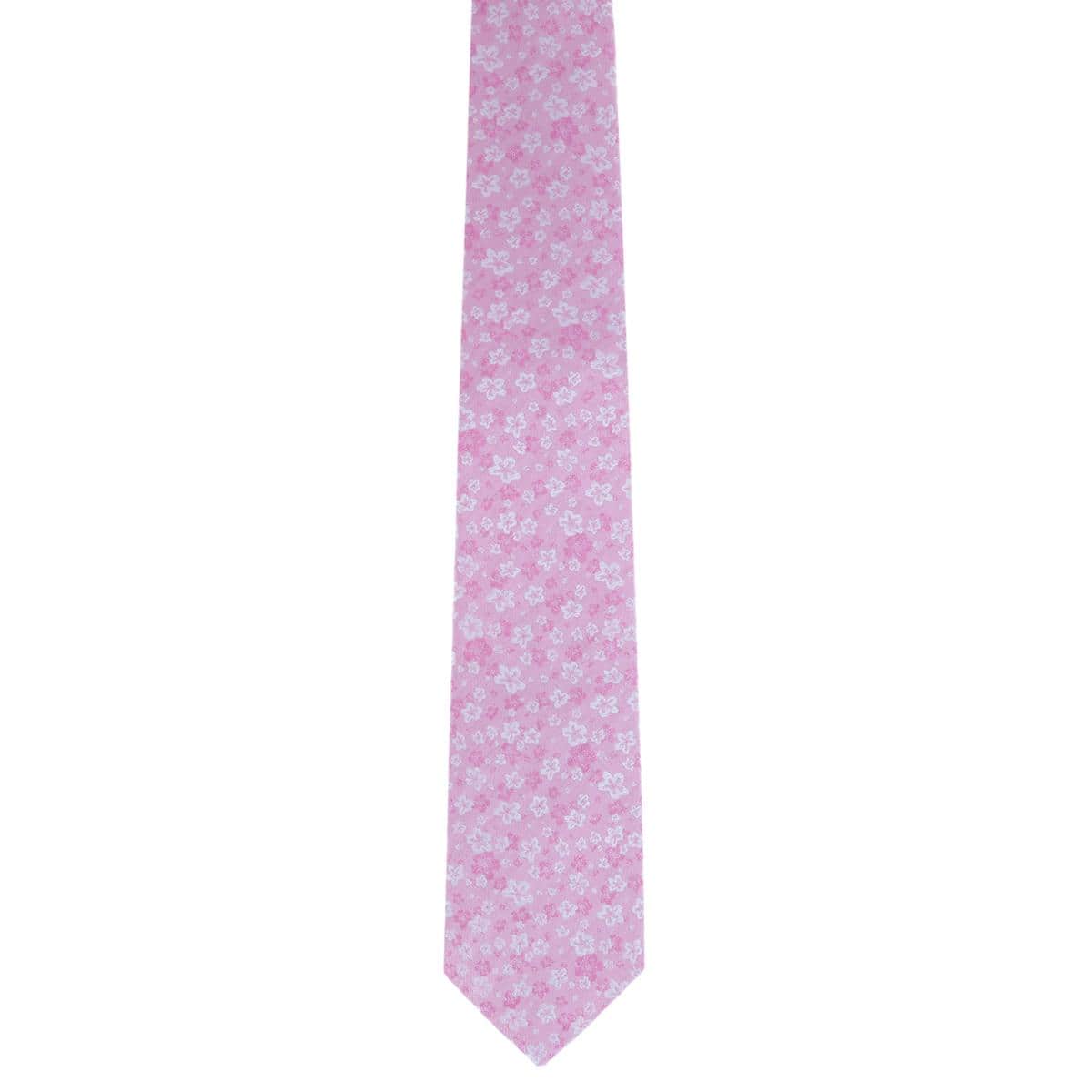 Hanami Cherry Blossom Burst Linen Blend Novelty Necktie - Pink