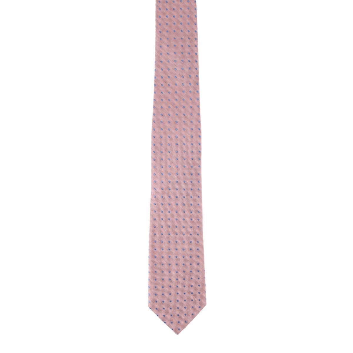 Ignacio Linen Blend Polka Dot Vertical Slant Lined Business Necktie - Coral