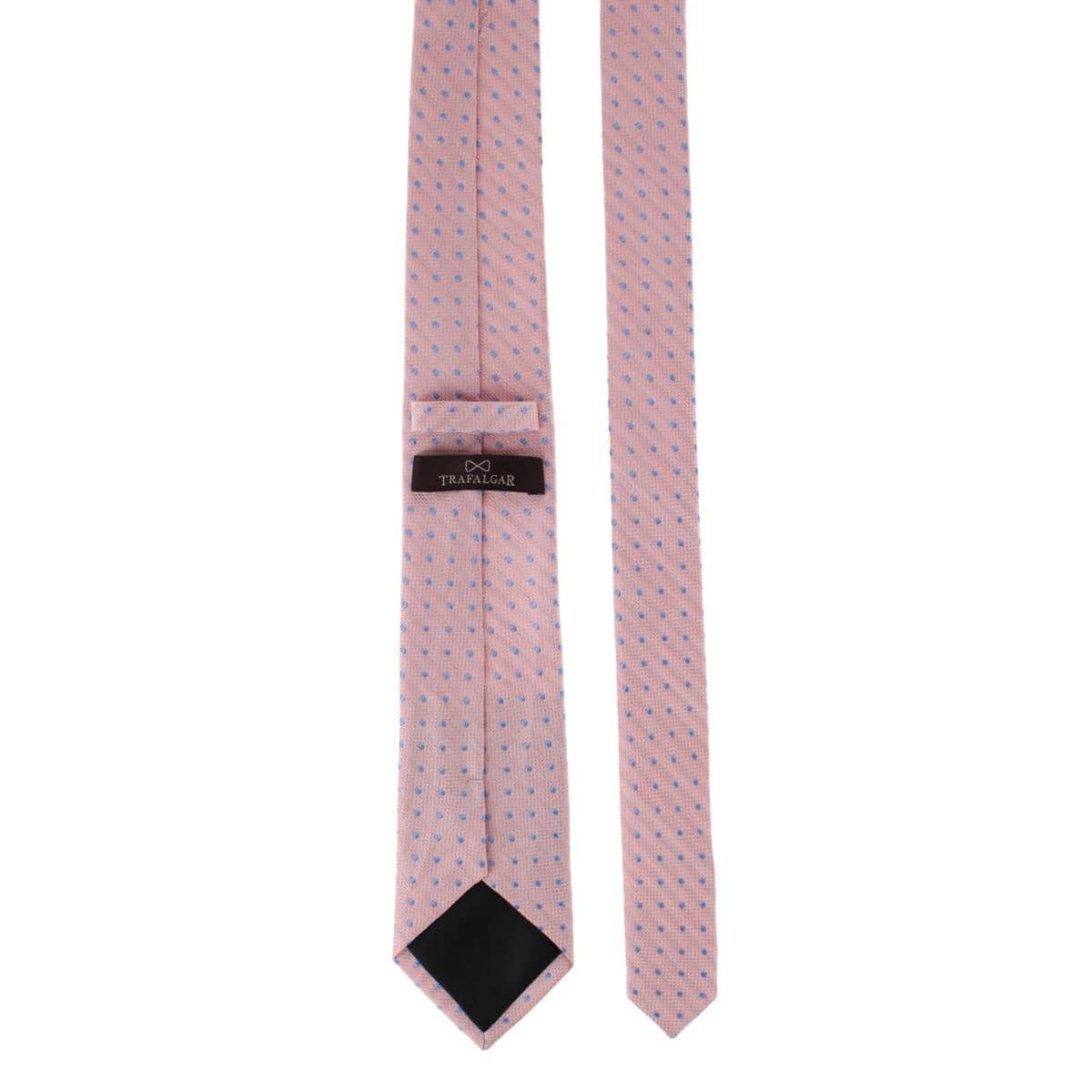 Ignacio Linen Blend Polka Dot Vertical Slant Lined Business Necktie - Coral
