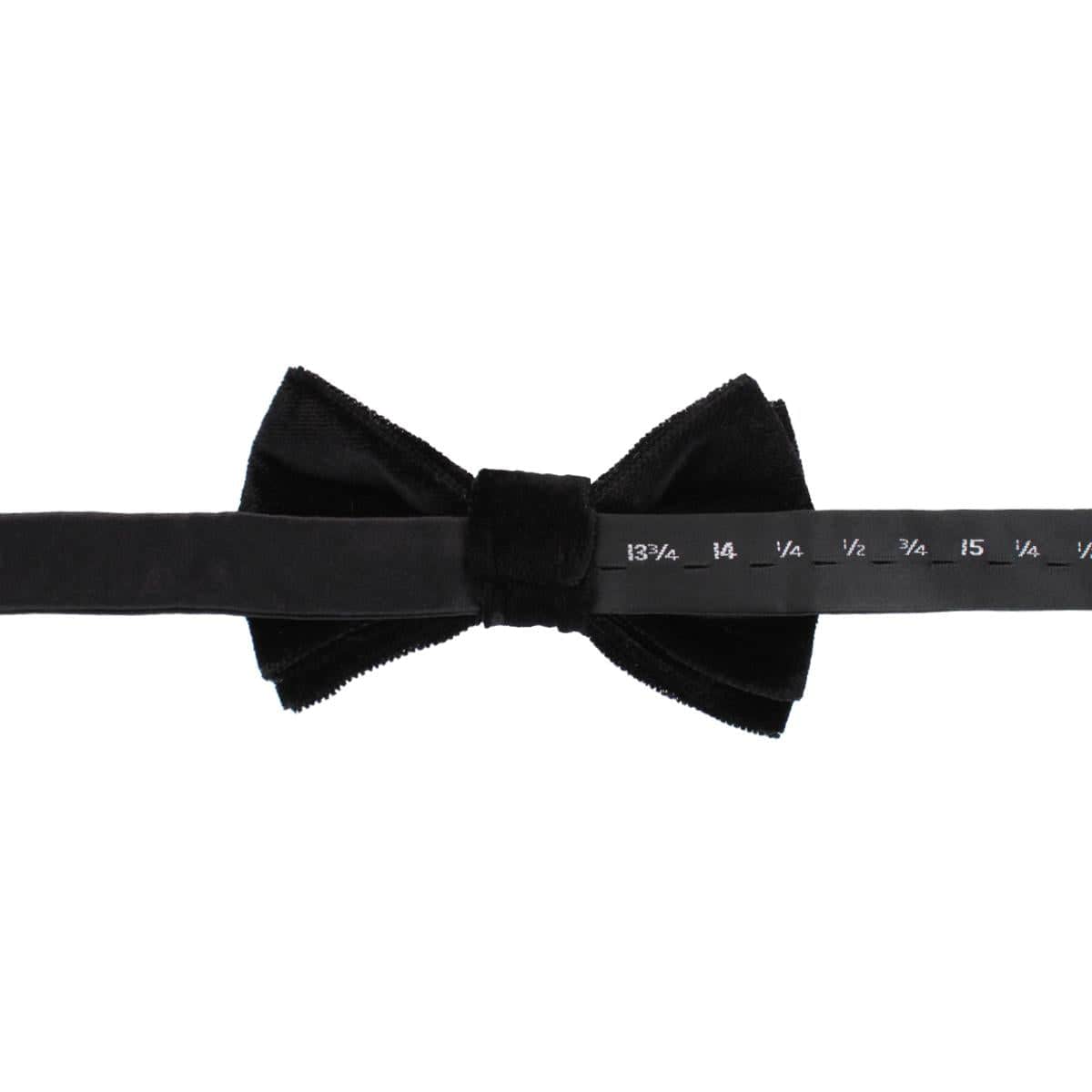 Poirot Velvet Solid Colored Bow Tie - Black