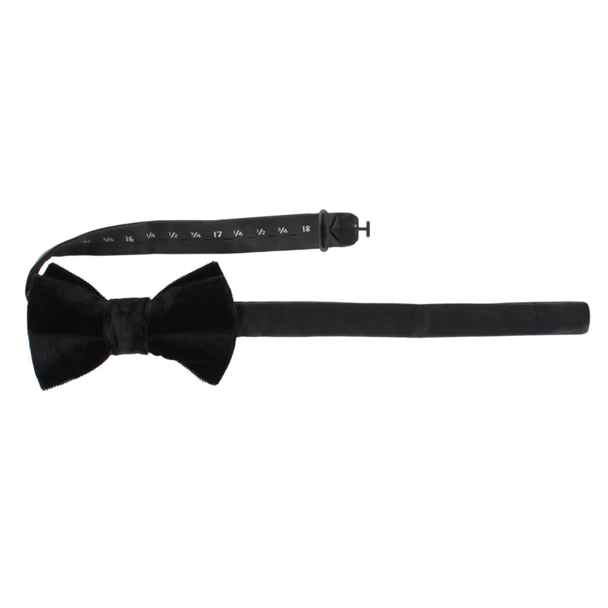Poirot Velvet Solid Colored Bow Tie - Black