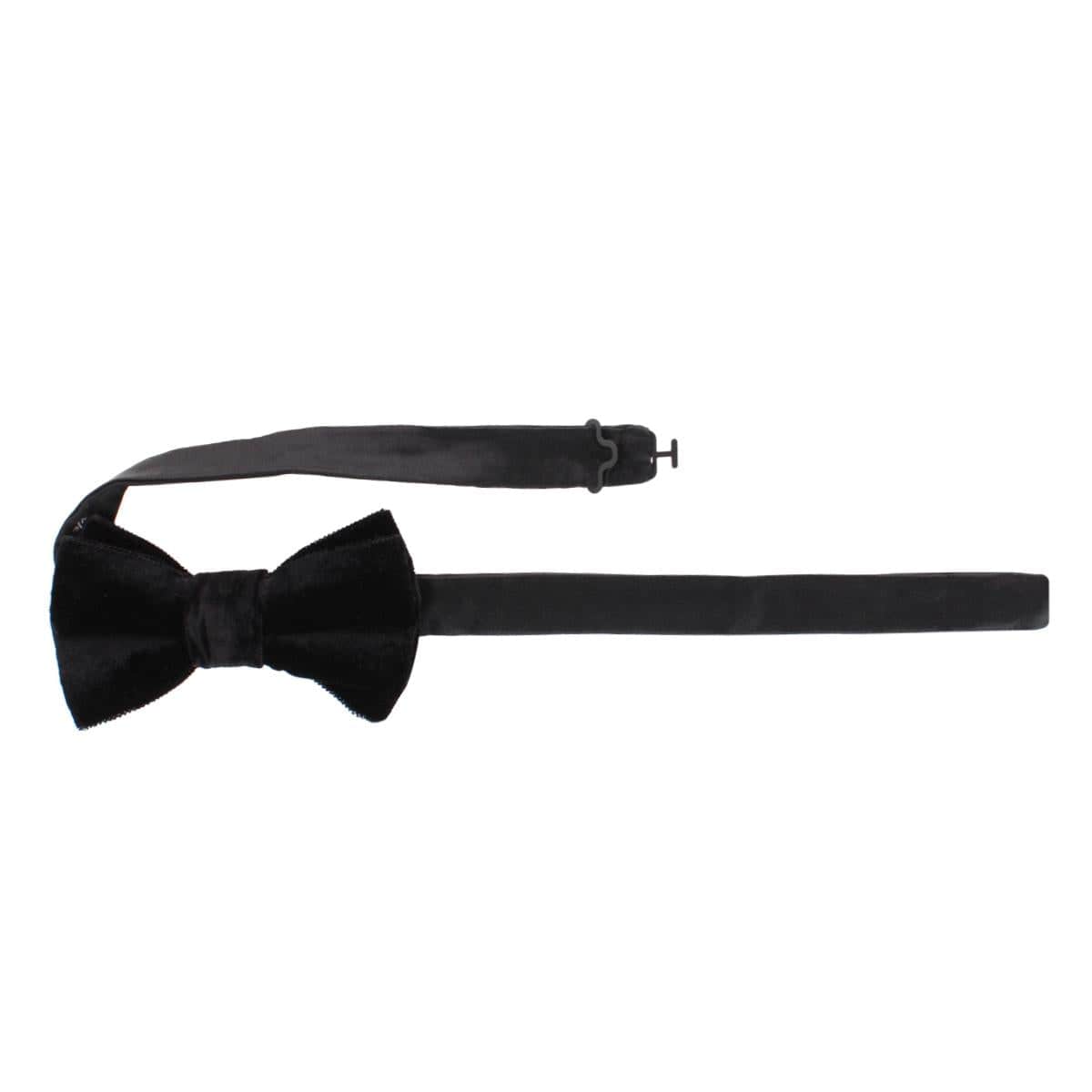 Poirot Velvet Solid Colored Bow Tie - Black