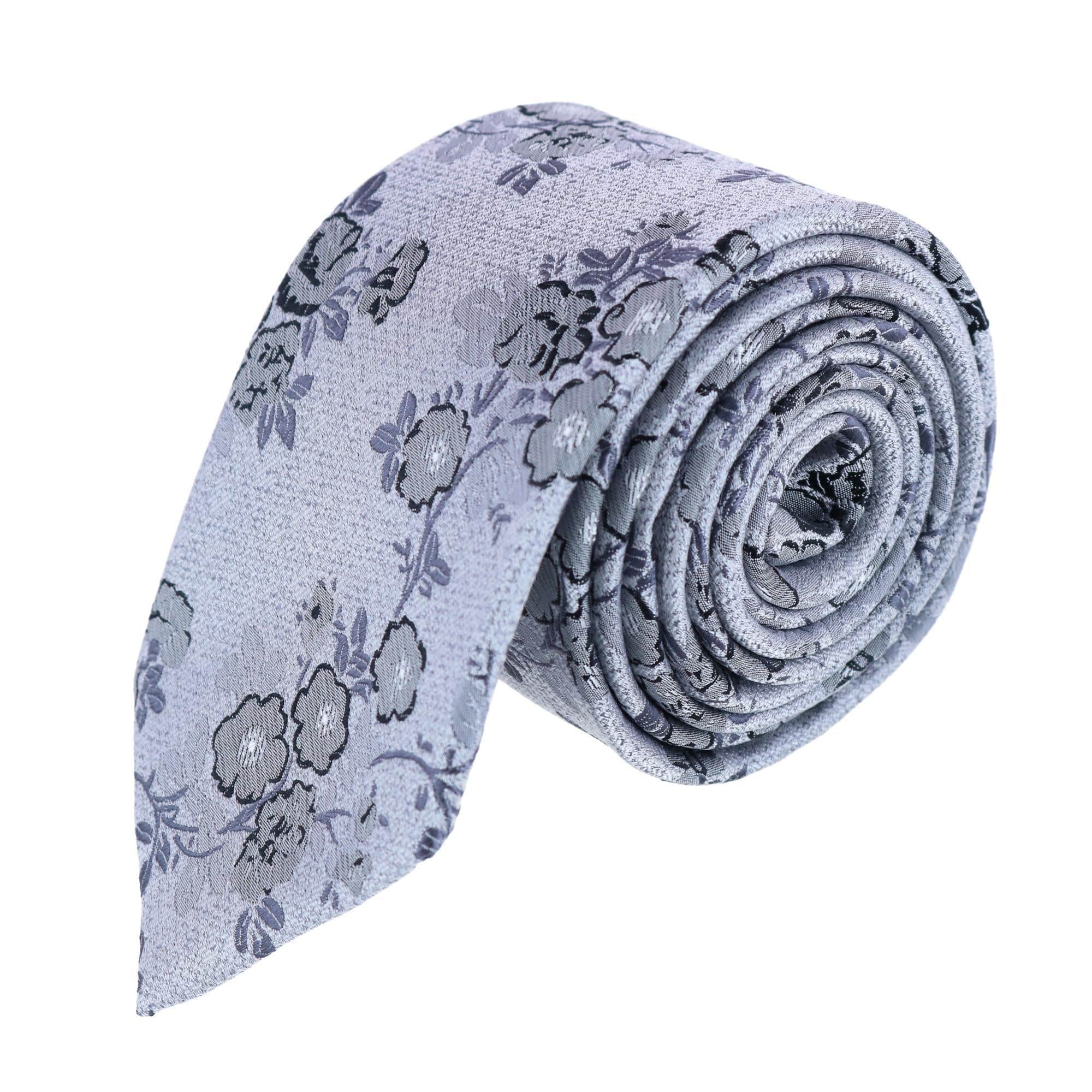 Big & Tall Florian Silk Novelty Necktie - Grey and Black