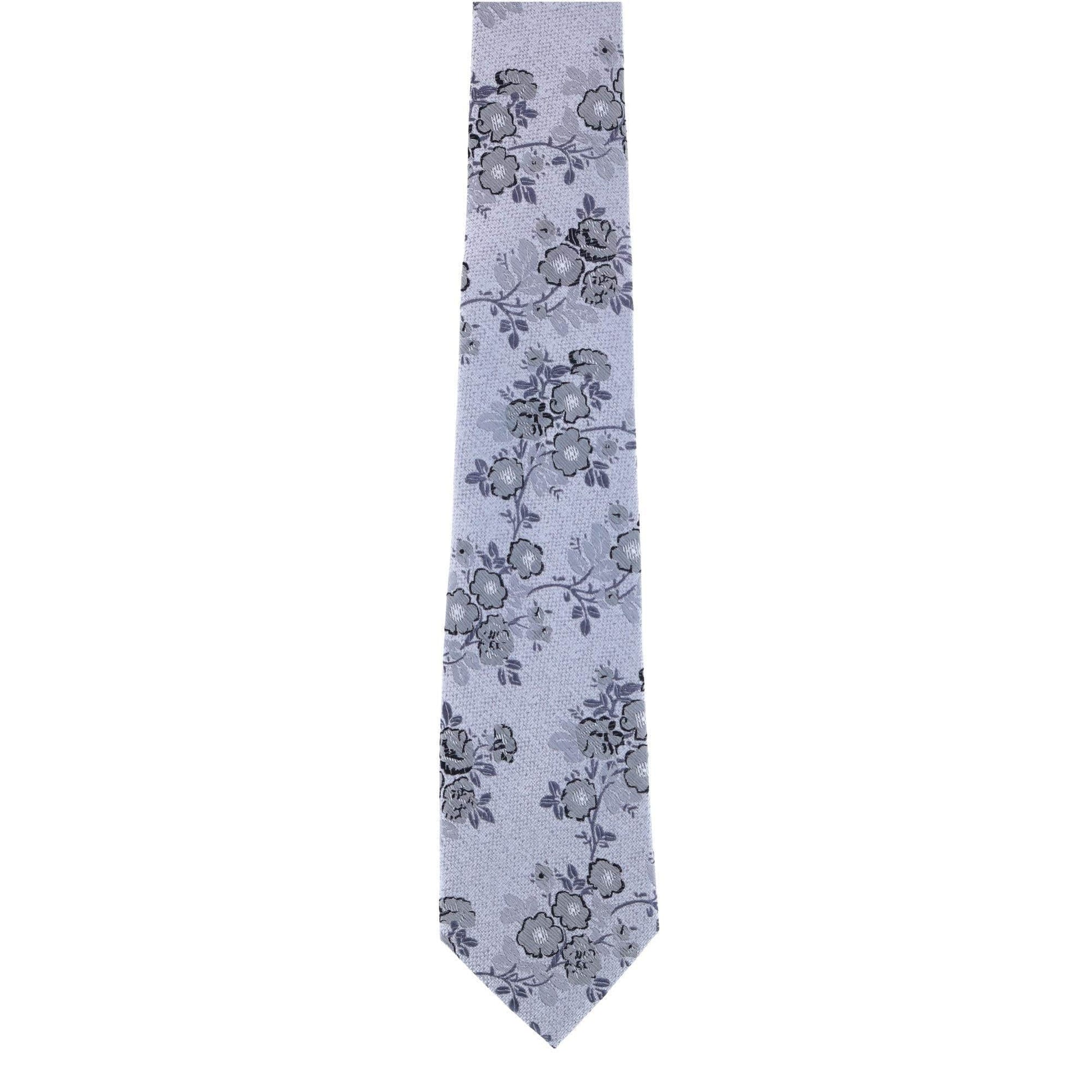 Big & Tall Florian Silk Novelty Necktie - Grey and Black