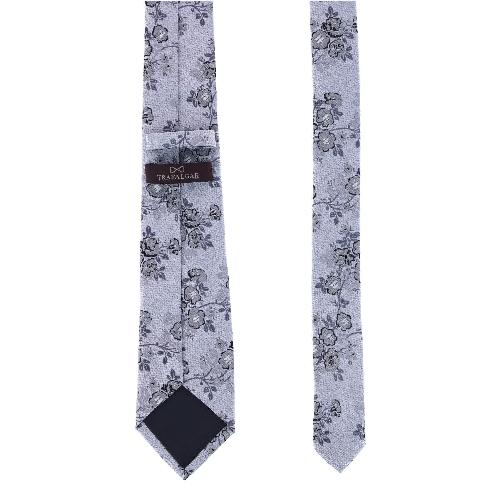 Big & Tall Florian Silk Novelty Necktie - Grey and Black
