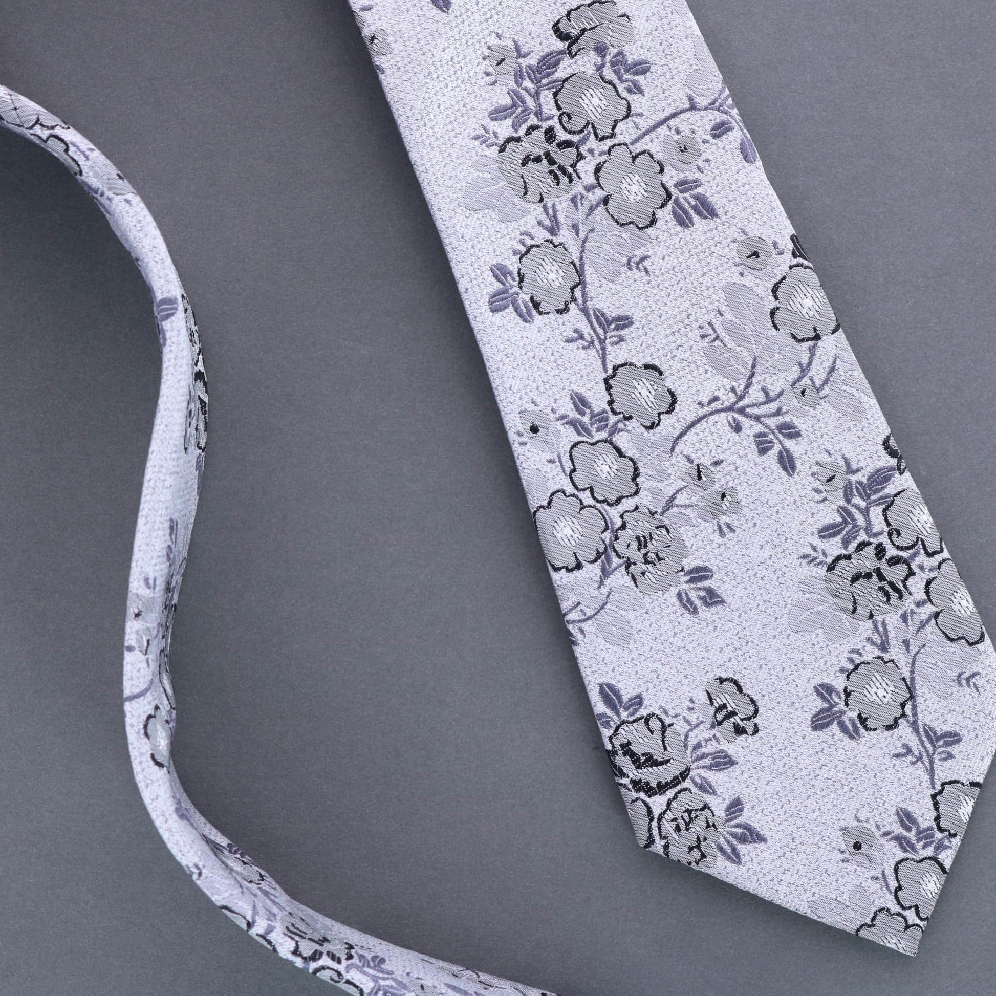 Big & Tall Florian Silk Novelty Necktie - Grey and Black