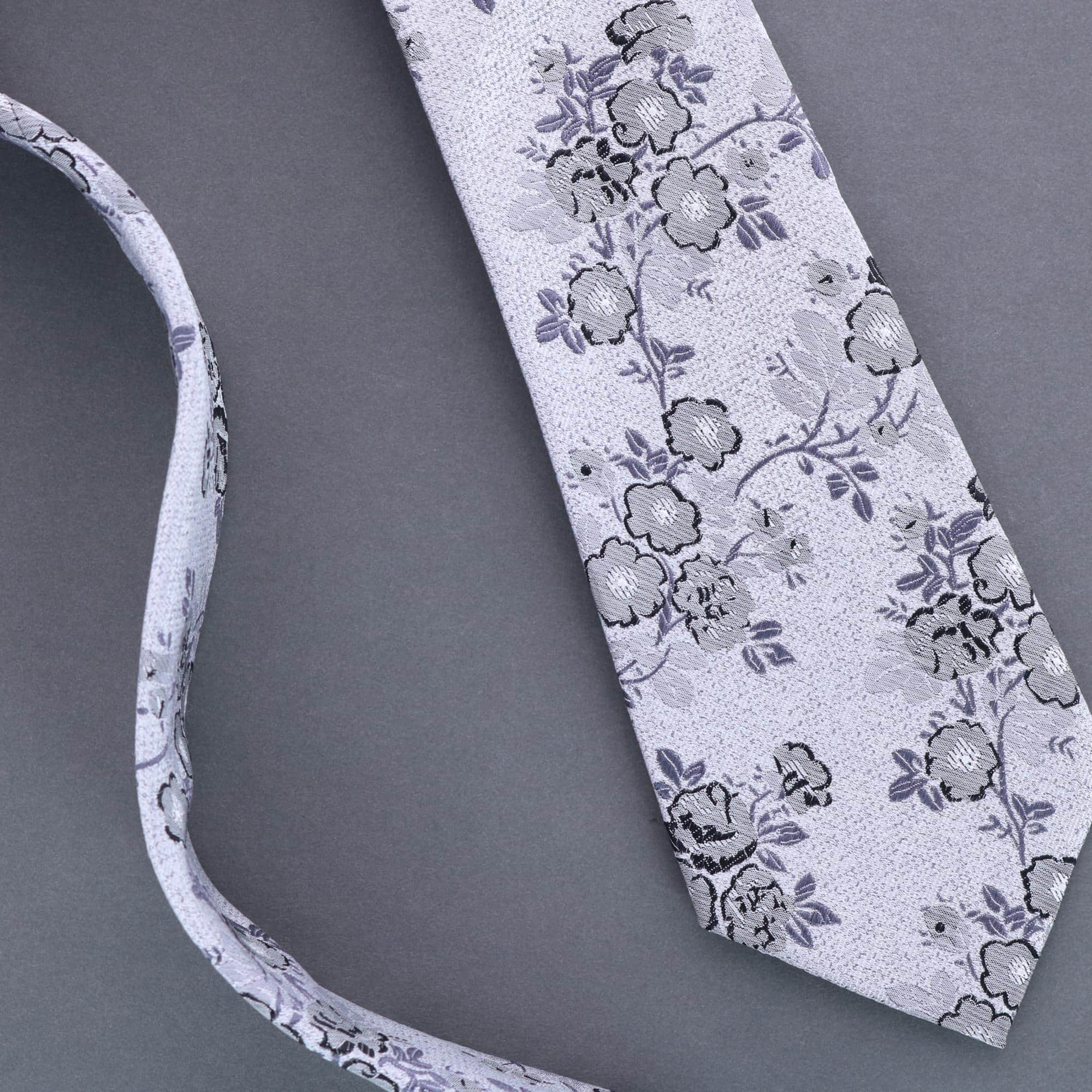 Big & Tall Florian Silk Novelty Necktie - Grey and Black