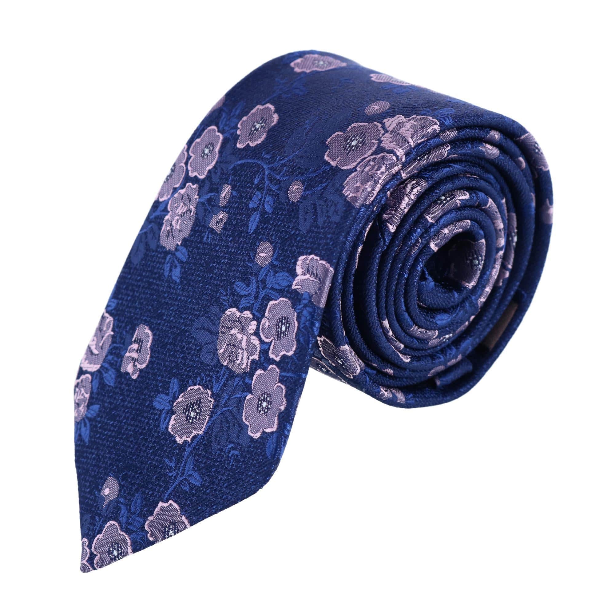 Big & Tall Florian Silk Novelty Necktie - Blue and Pink