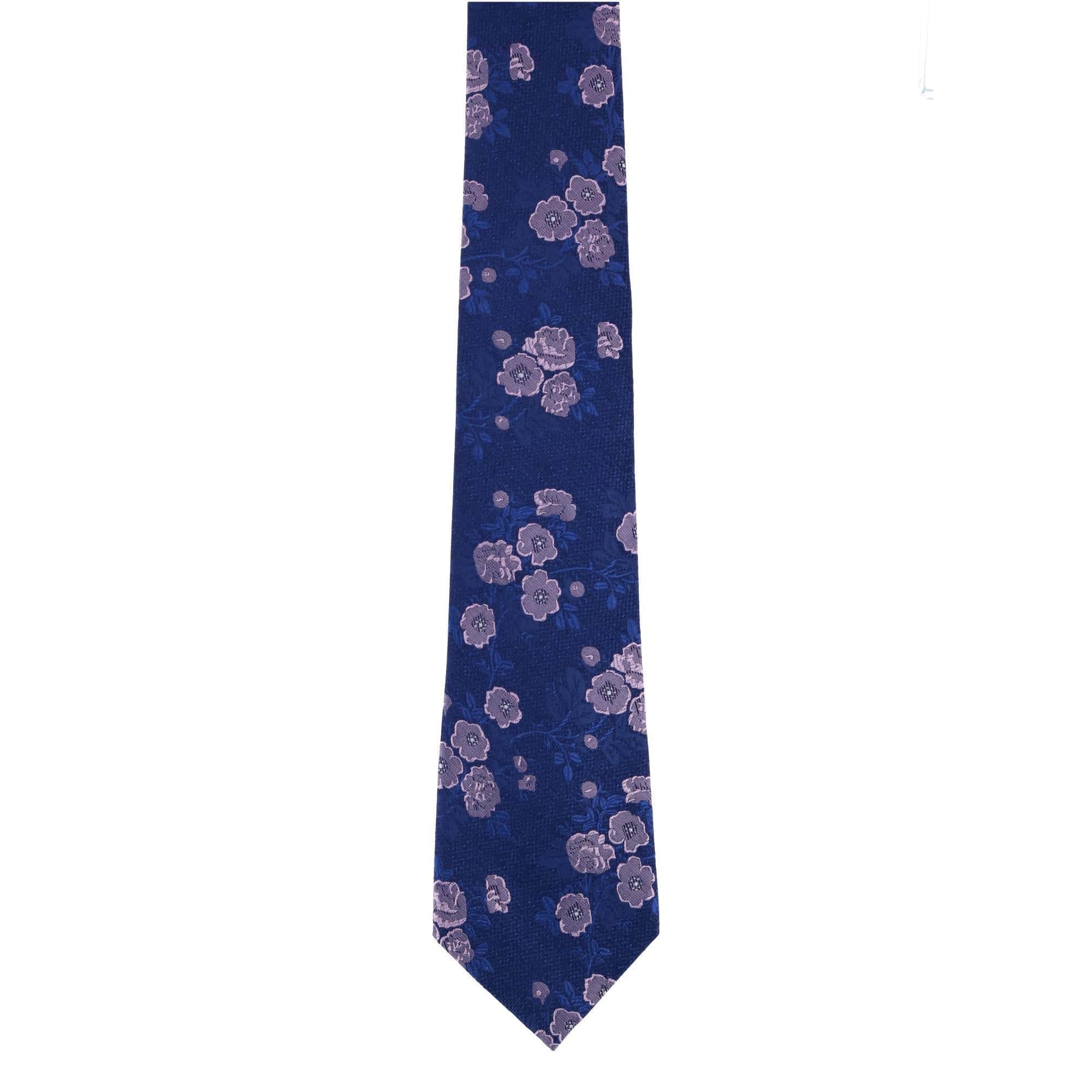Big & Tall Florian Silk Novelty Necktie - Blue and Pink