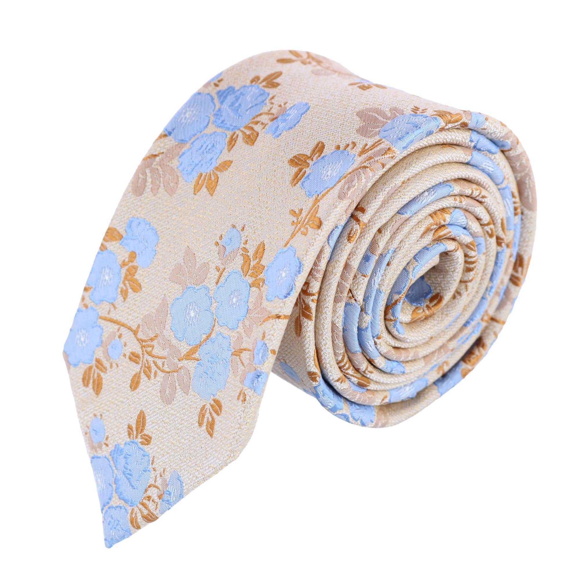 Big & Tall Florian Silk Novelty Necktie - Yellow and Light Blue