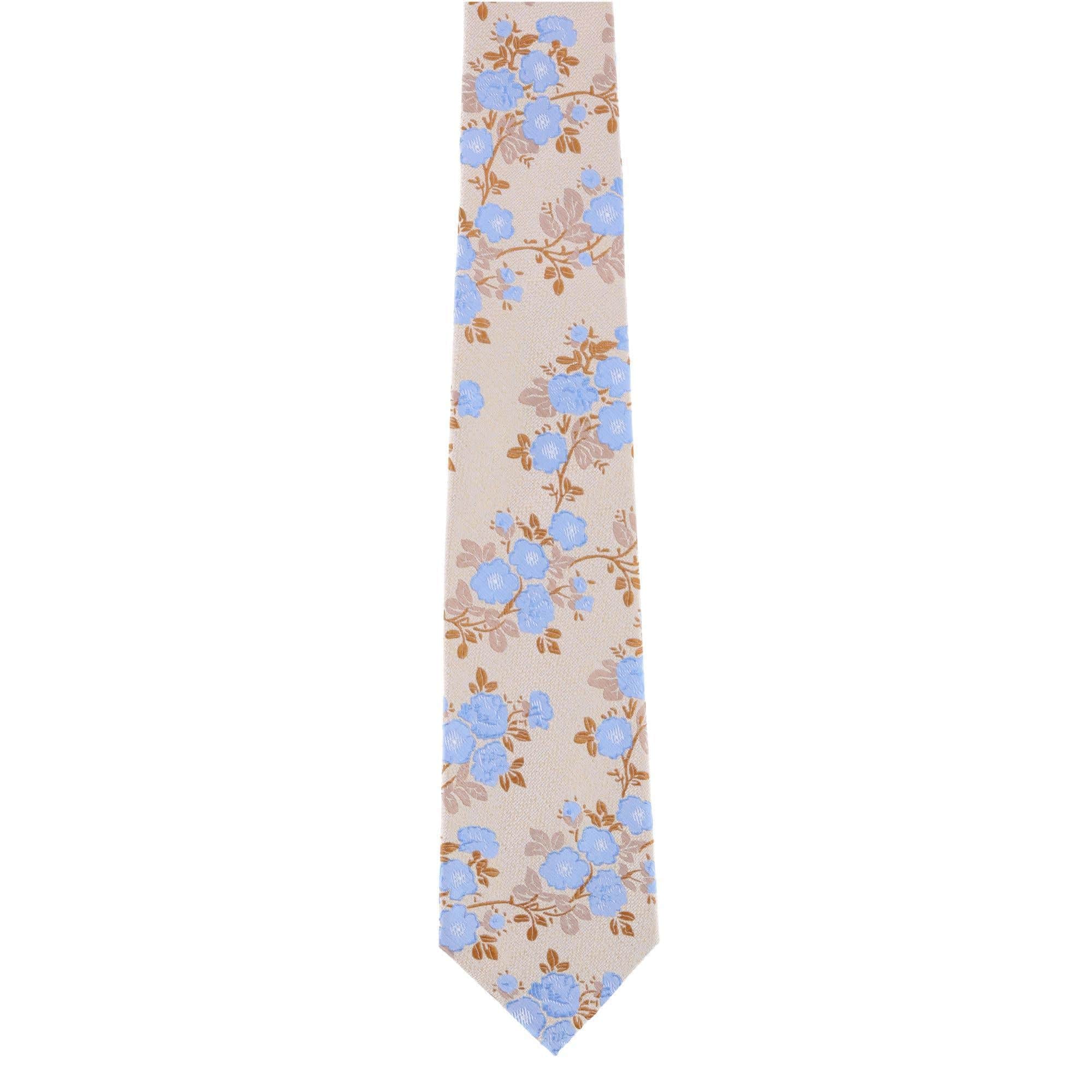 Big & Tall Florian Silk Novelty Necktie - Yellow and Light Blue