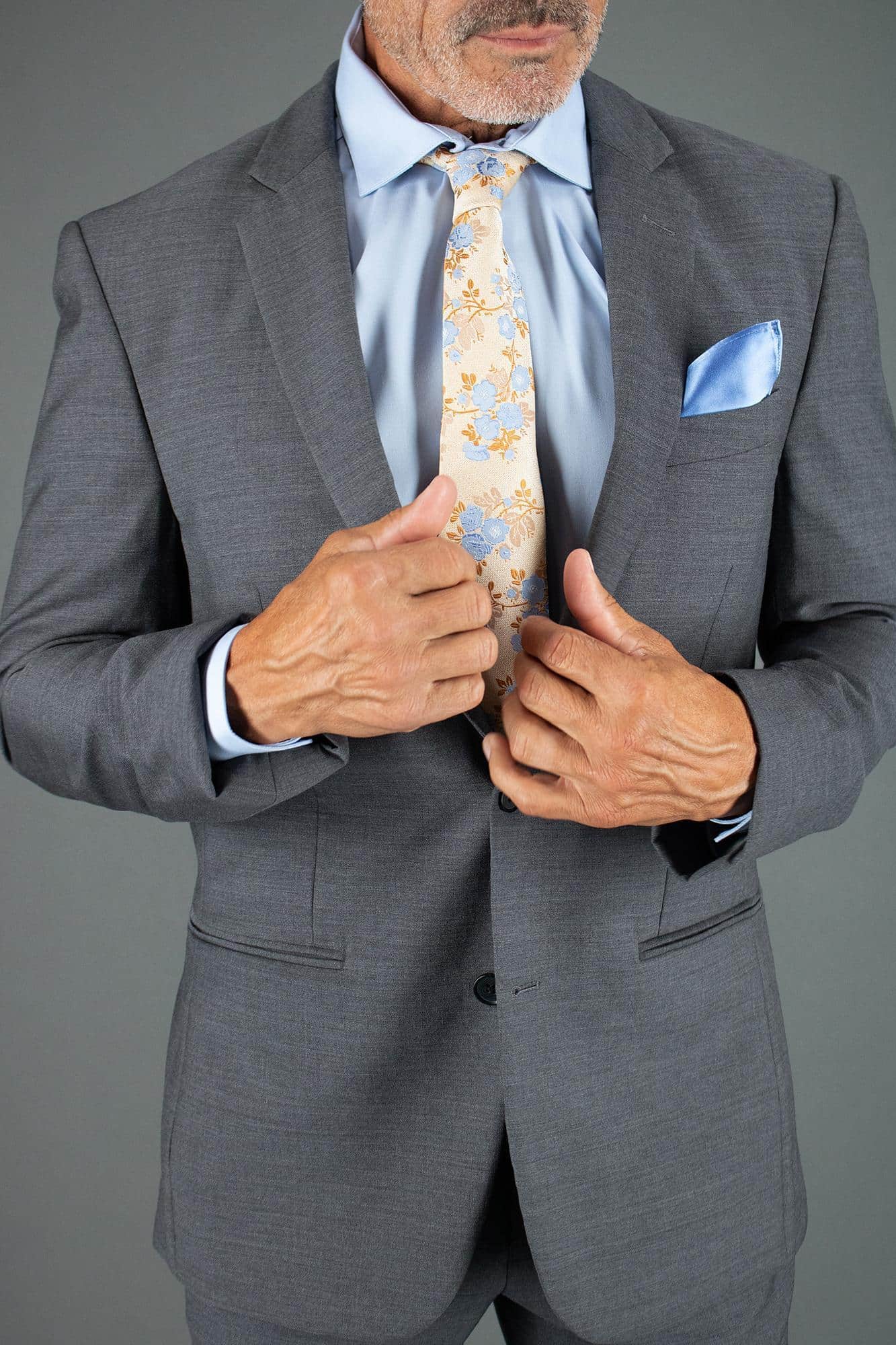 Big & Tall Florian Silk Novelty Necktie - Yellow and Light Blue