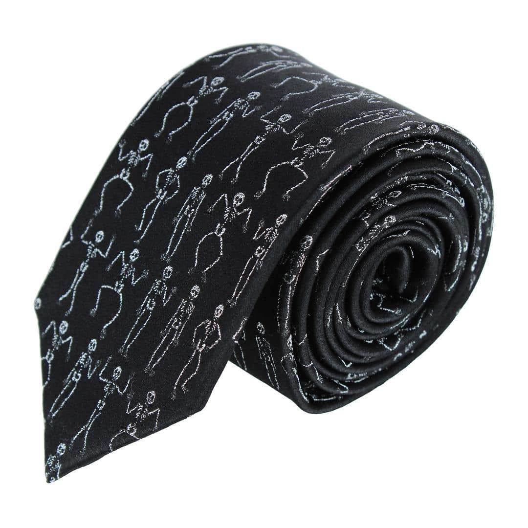 Big and Tall Davy Bones the Dancing Skeleton Silk Novelty Necktie