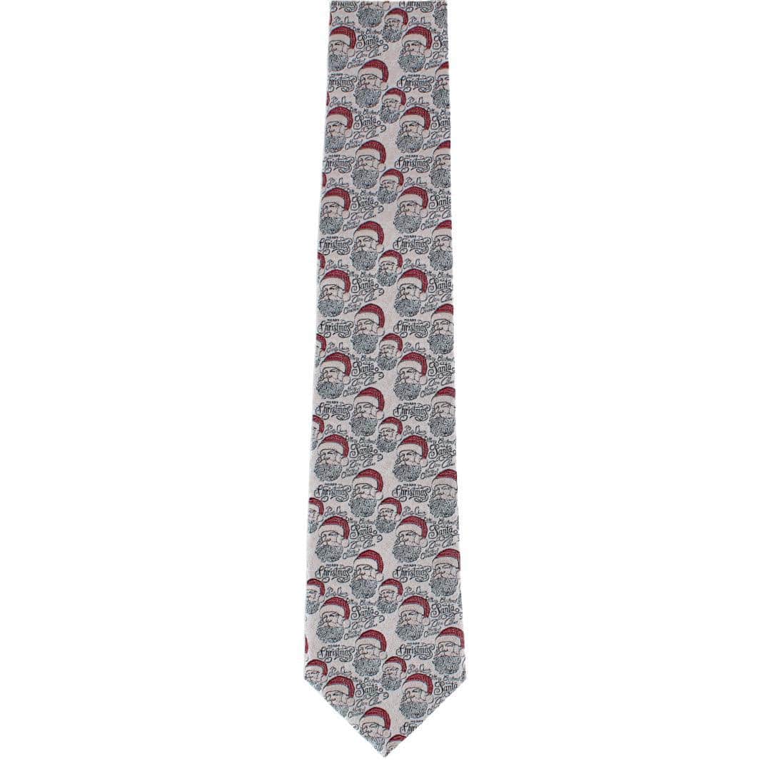 Big and Tall Santa Claus Is Watching Silk Novelty Necktie - Cream